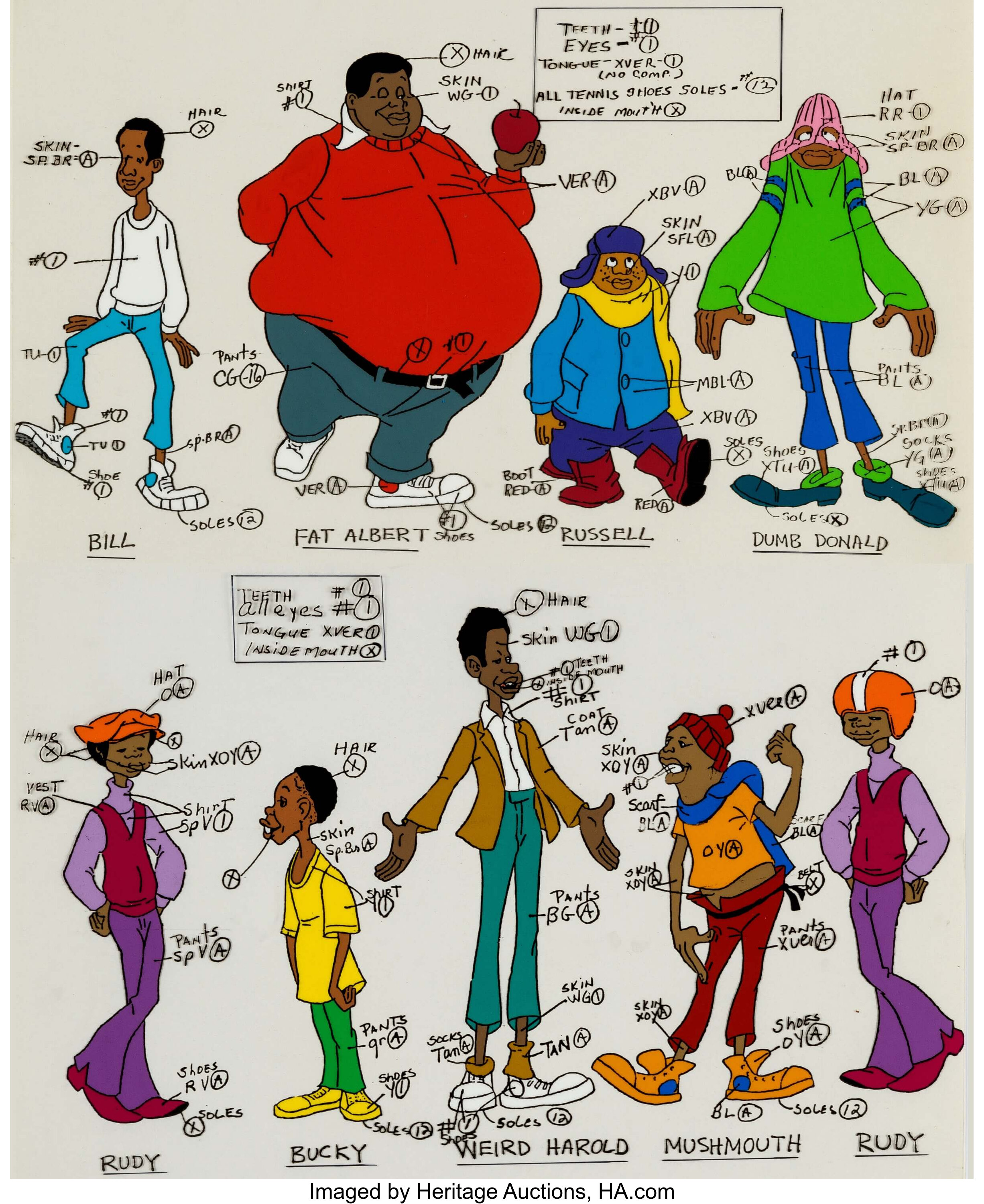 Fat Albert and the Cosby Kids Color Model Cel Group of 2 | Lot #15168