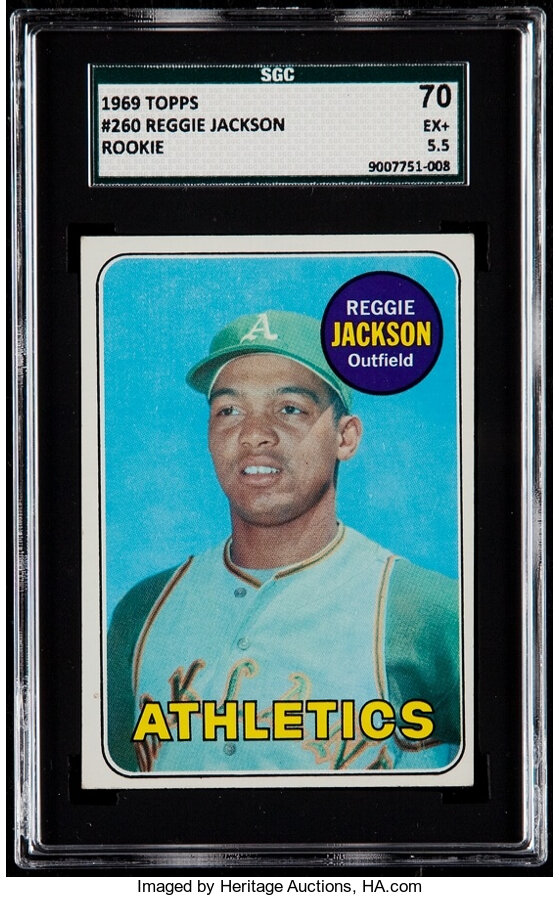 Sold at Auction: 1969 Topps Baseball Card Reggie Jackson #260 Rookie