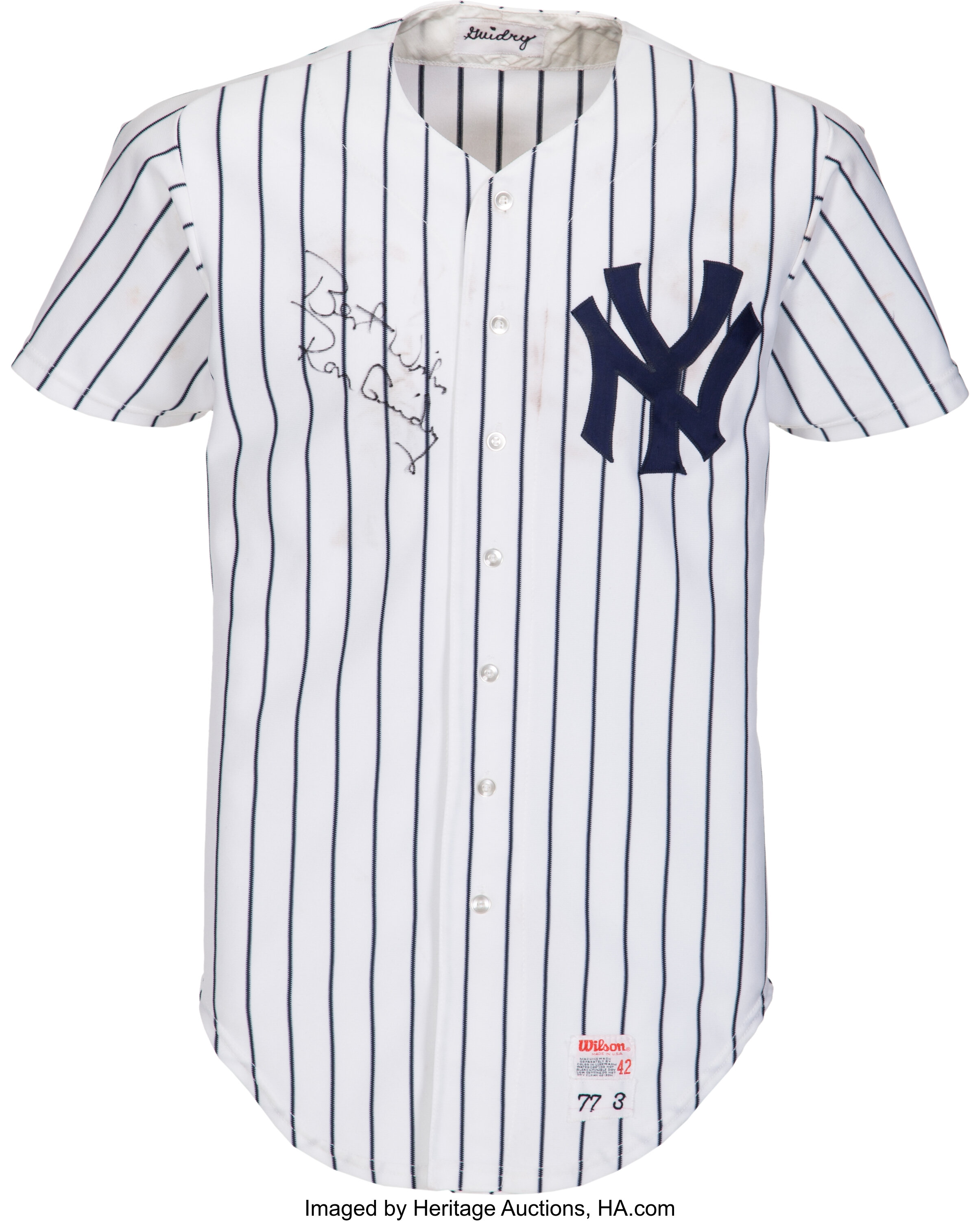 1977 Ron Guidry Game Worn New York Yankees Jersey. ... Baseball | Lot ...