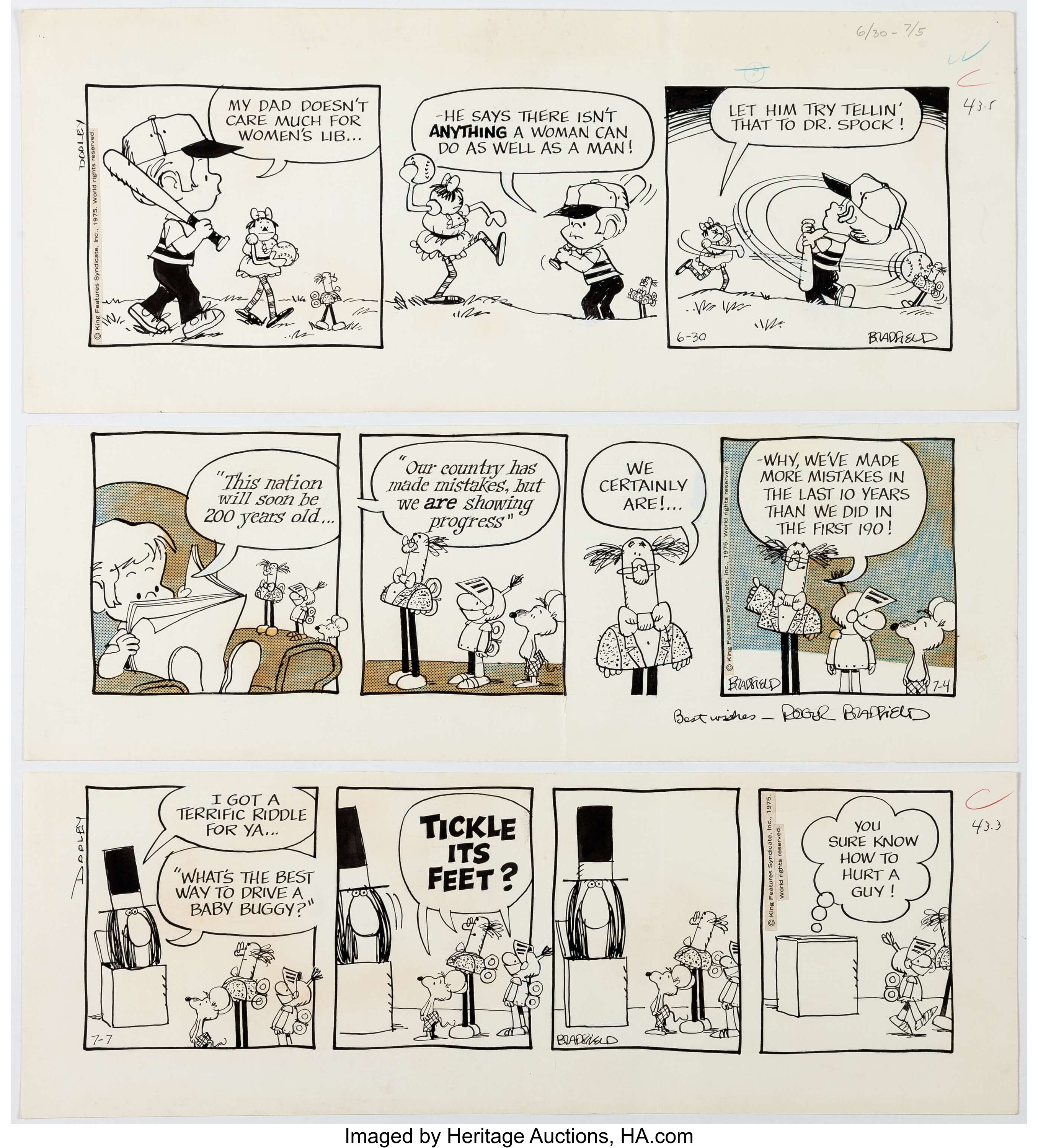 Roger Bradfield Dooley S World Daily Comic Strip Original Art Group Lot 150 Heritage Auctions