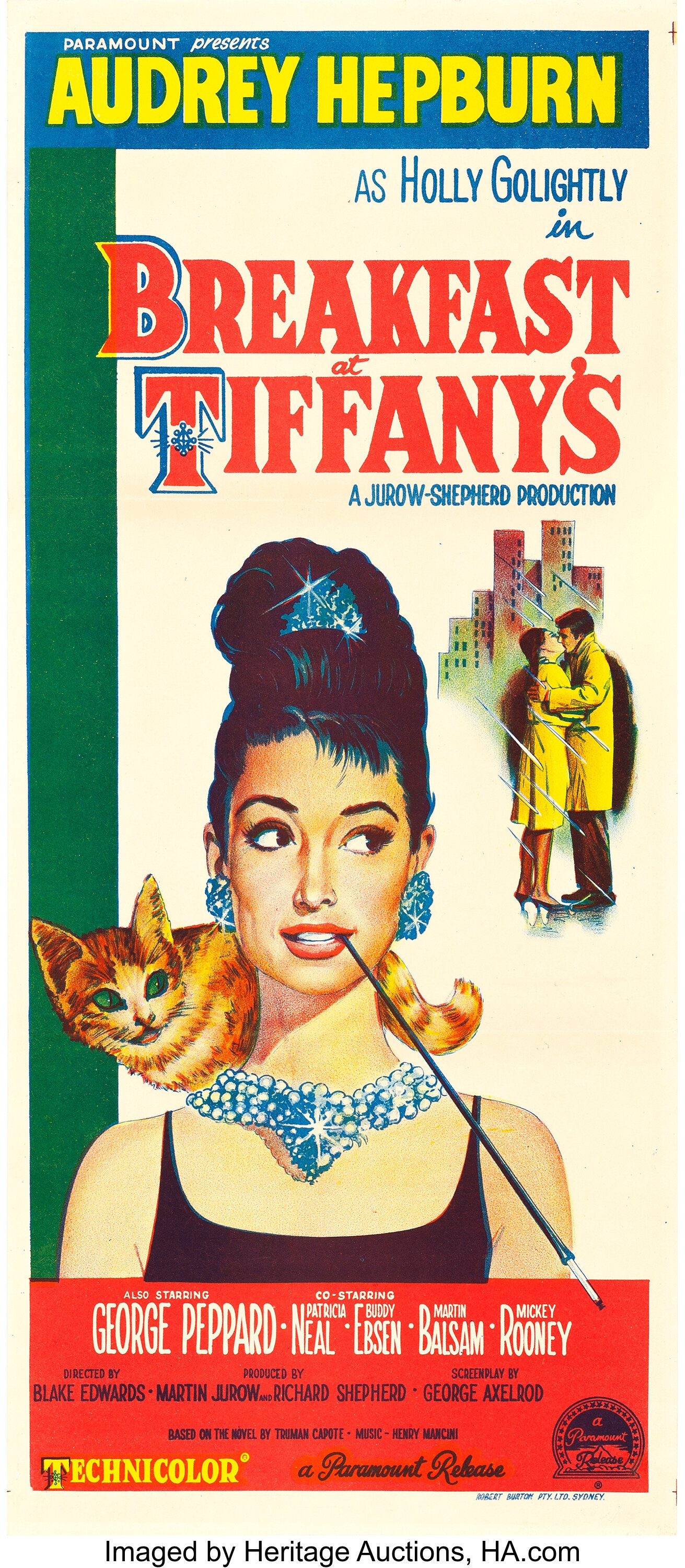 Breakfast at Tiffany's (Paramount, 1961). Australian Daybill | Lot #86413 |  Heritage Auctions