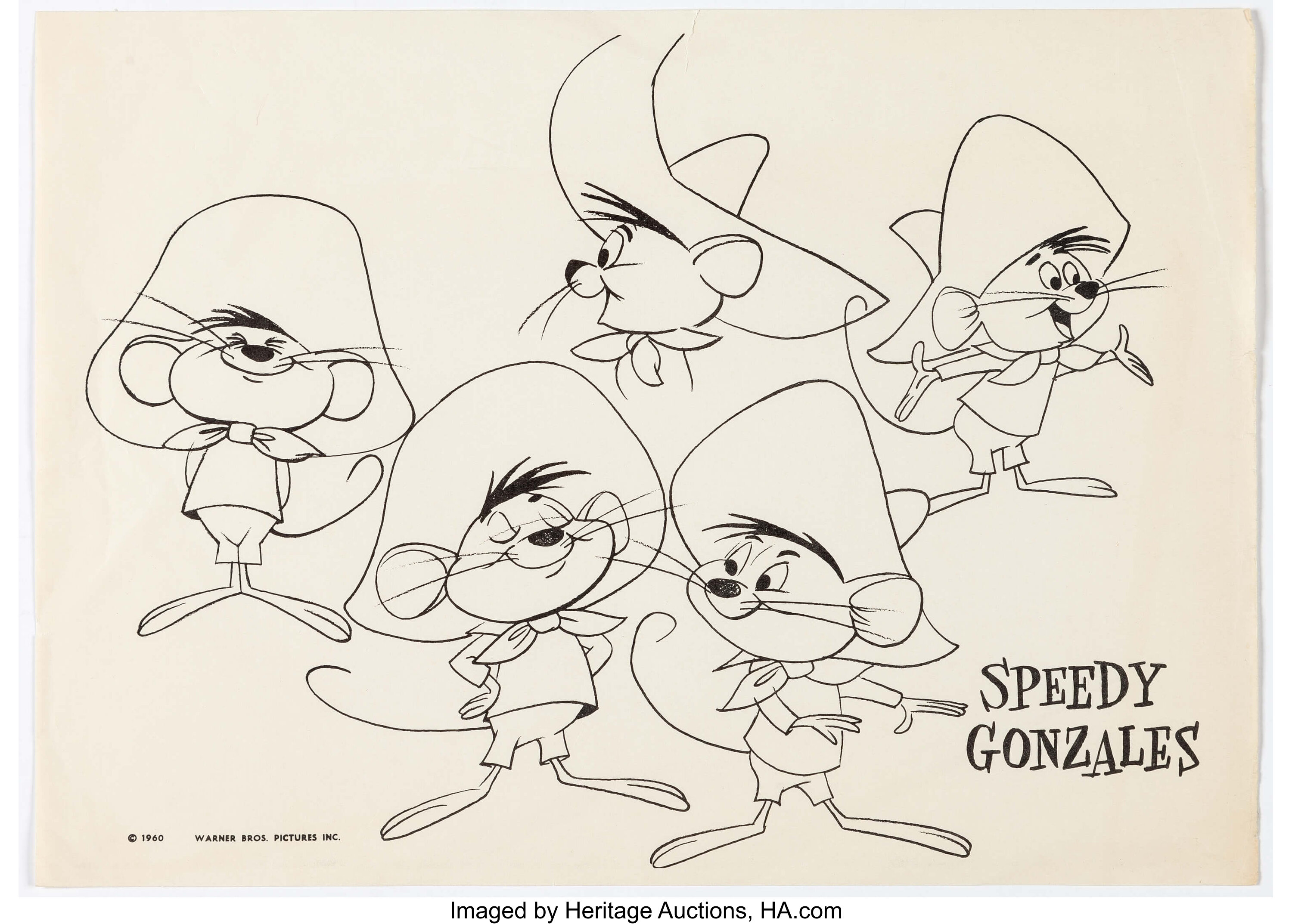 Speedy Gonzales Animation Drawing Warner Brothers, c. 1950s-60s