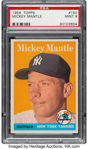 1969 Topps Mickey Mantle, Last Name In Yellow #500 PSA NM 7., Lot  #41075