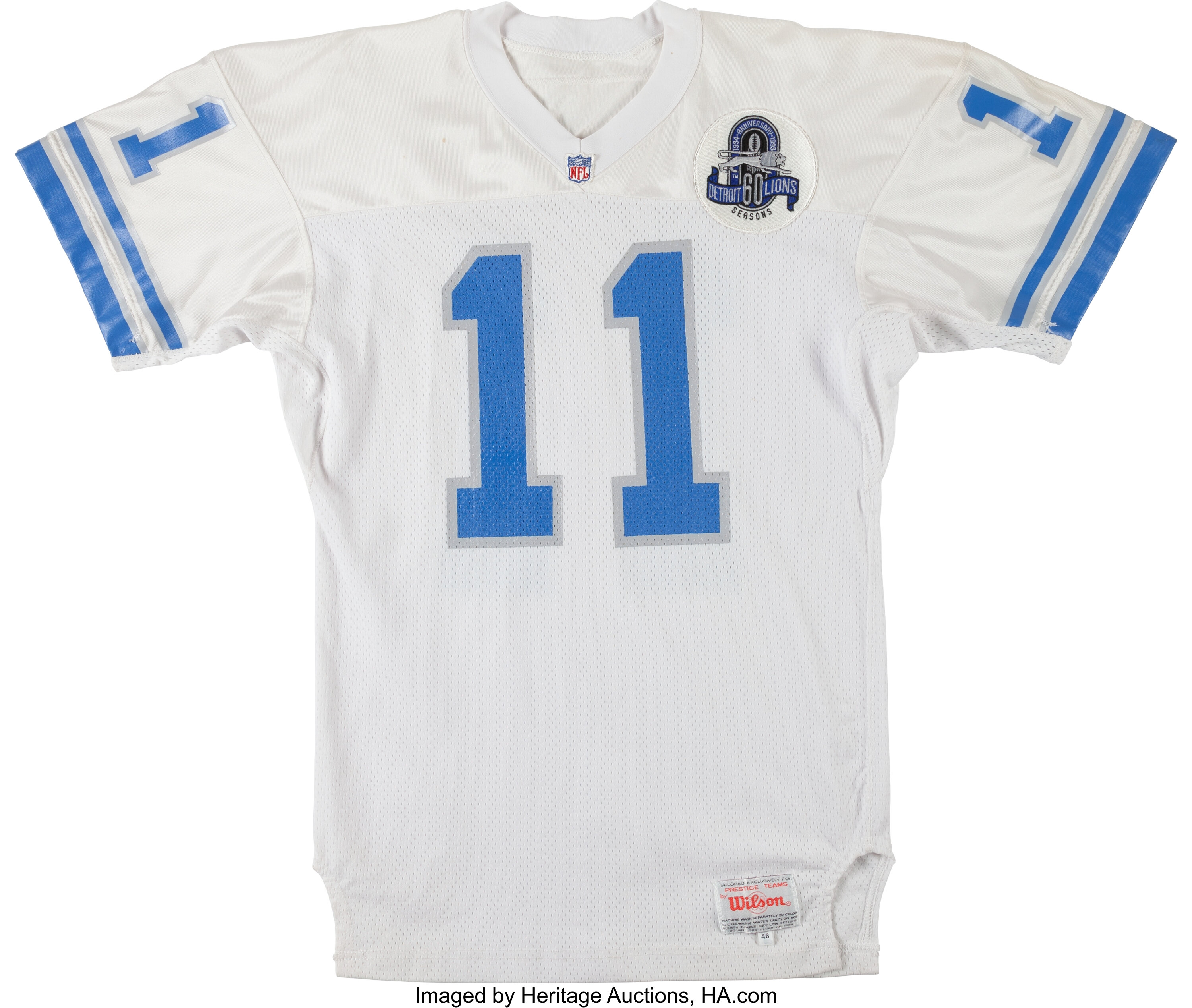 1993 Andre Ware Game Worn Detroit Lions Jersey. Football