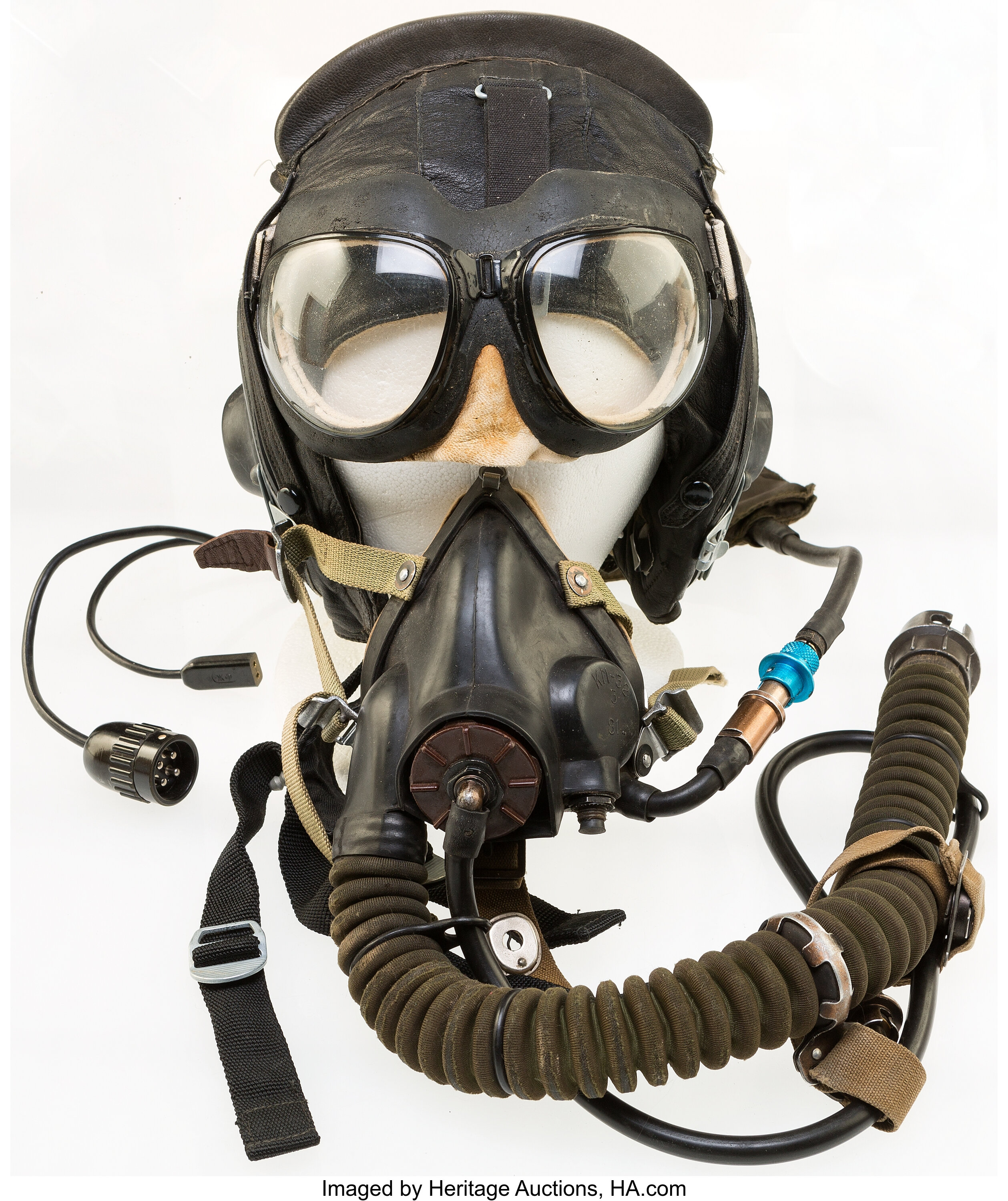 Mickey Spillane Leather Russian Flight Helmet Liner Oxygen Mask Lot 45421 Heritage Auctions