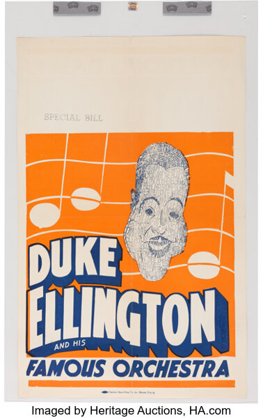 Duke Ellington Concert Poster (circa 1930s). Rare. Music