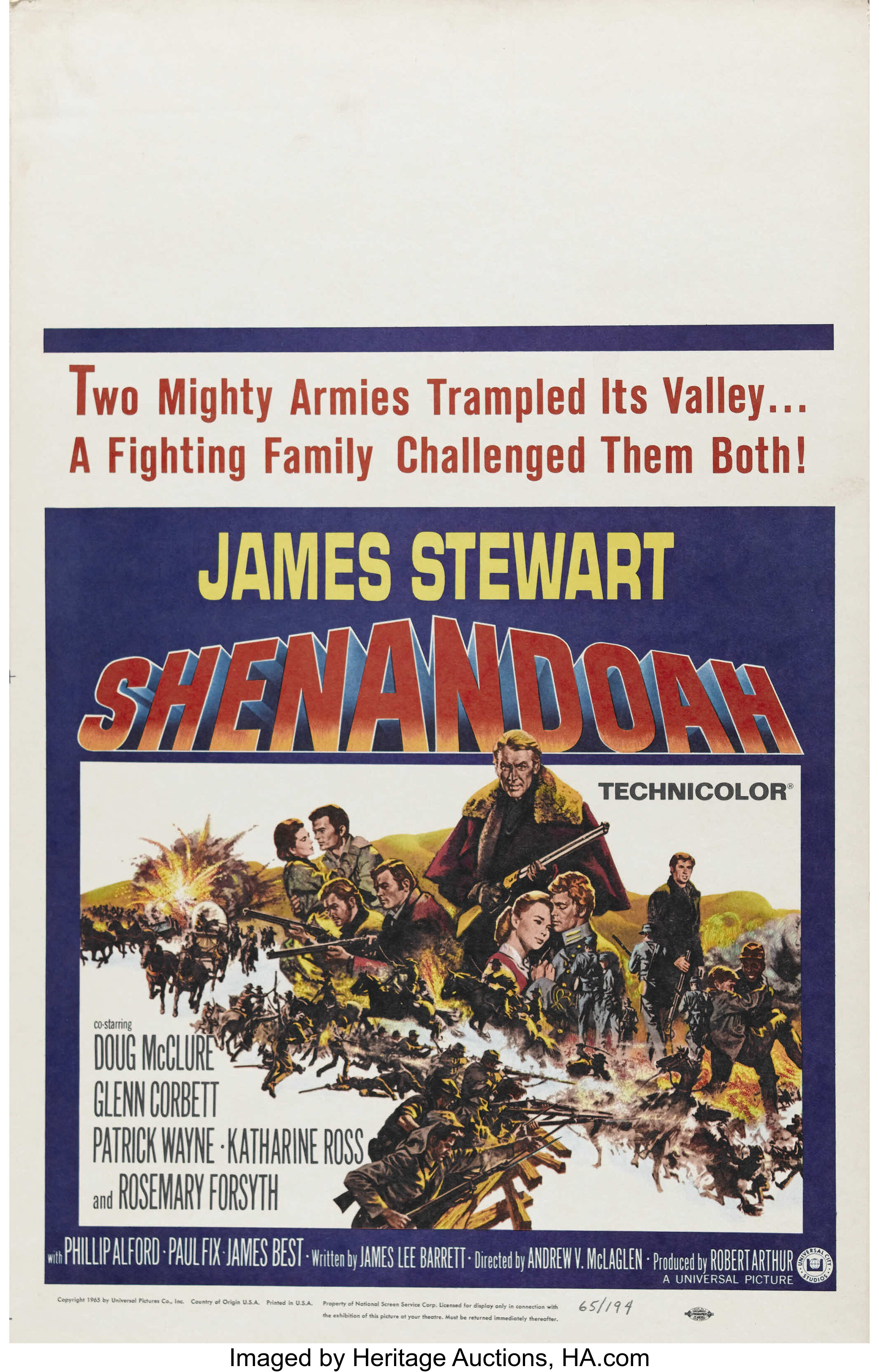 Shenandoah (Universal, 1965). Window Card (14" X 22"). James | Lot #25215 |  Heritage Auctions