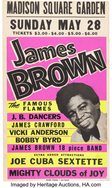 James Brown Madison Square Garden Concert Poster Circa 1967