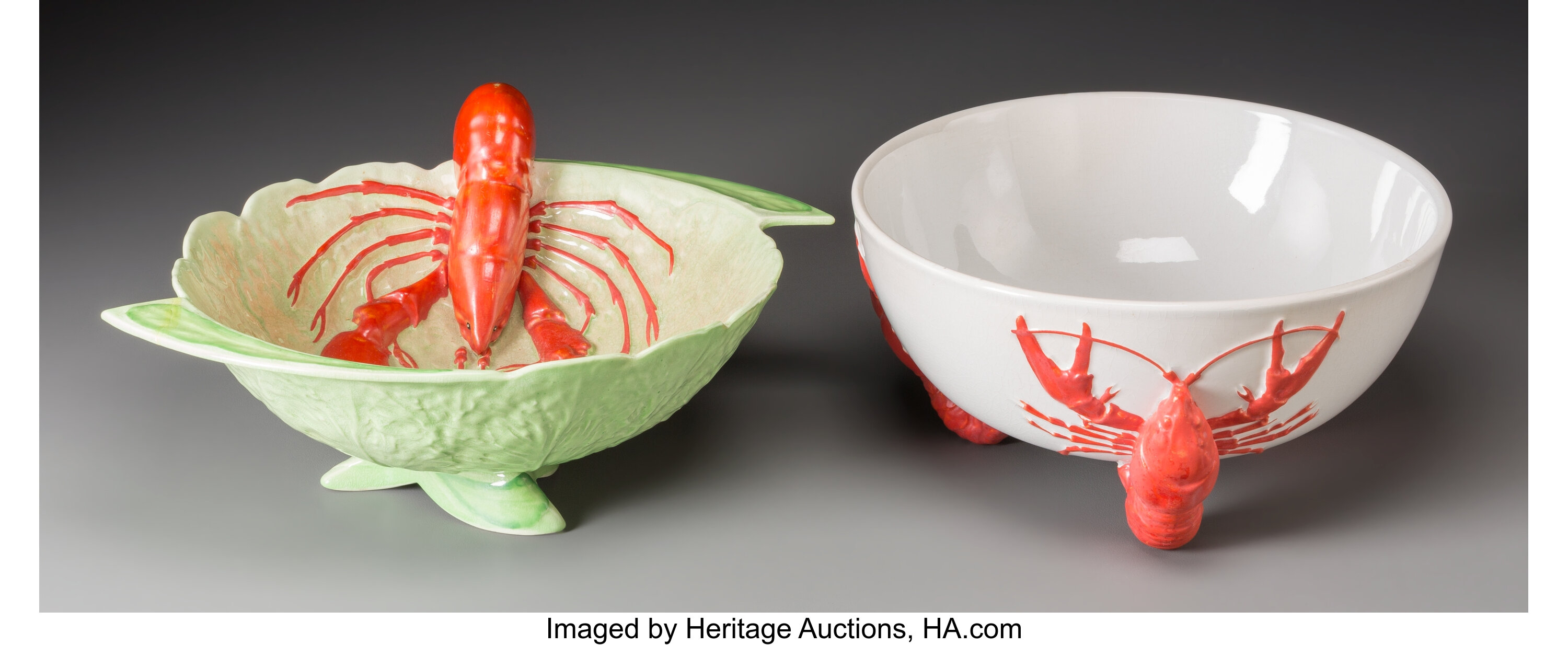 A Carlton Ware Lobster and Lettuce Ceramic Bowl with Associated