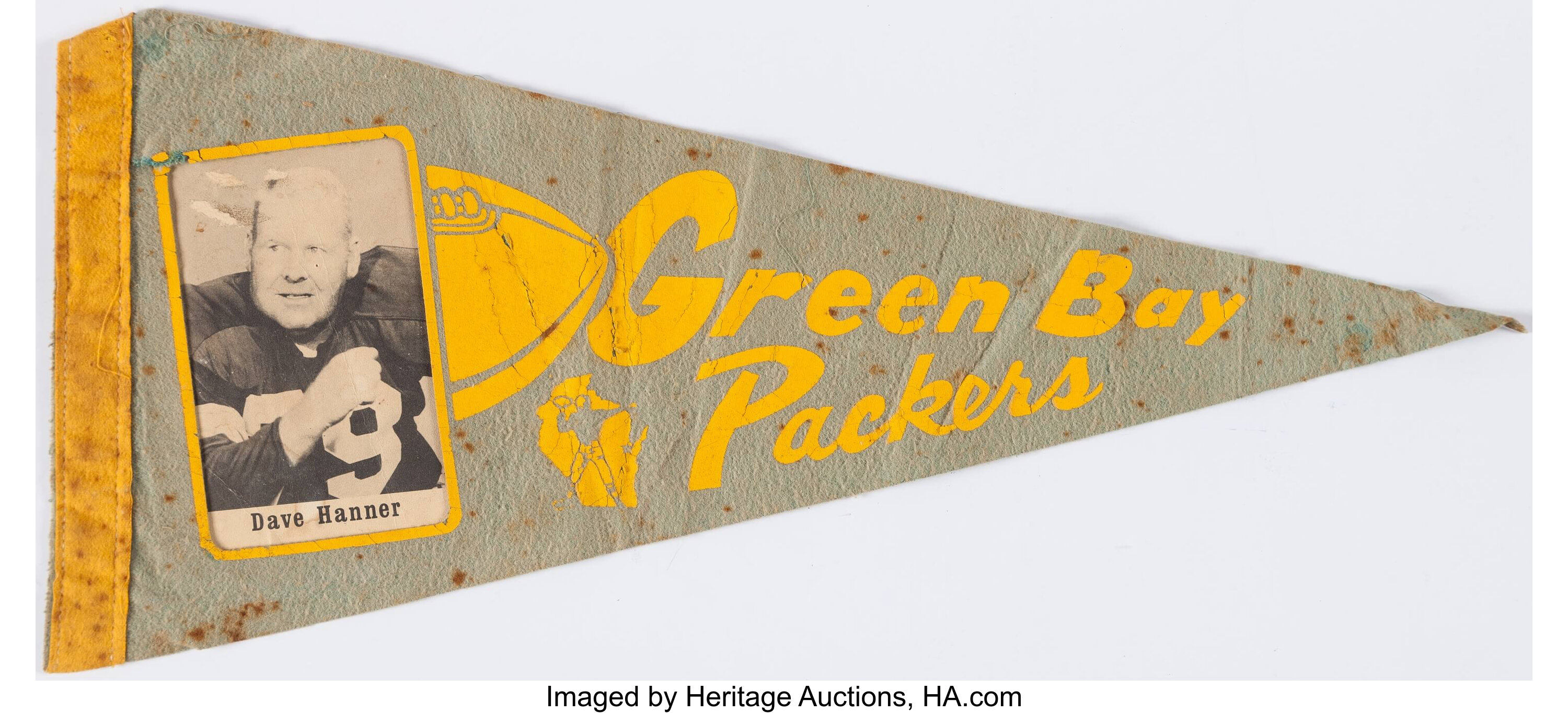 Vintage Dave Hawg Hanner Green Bay Packers Pennant.  Football