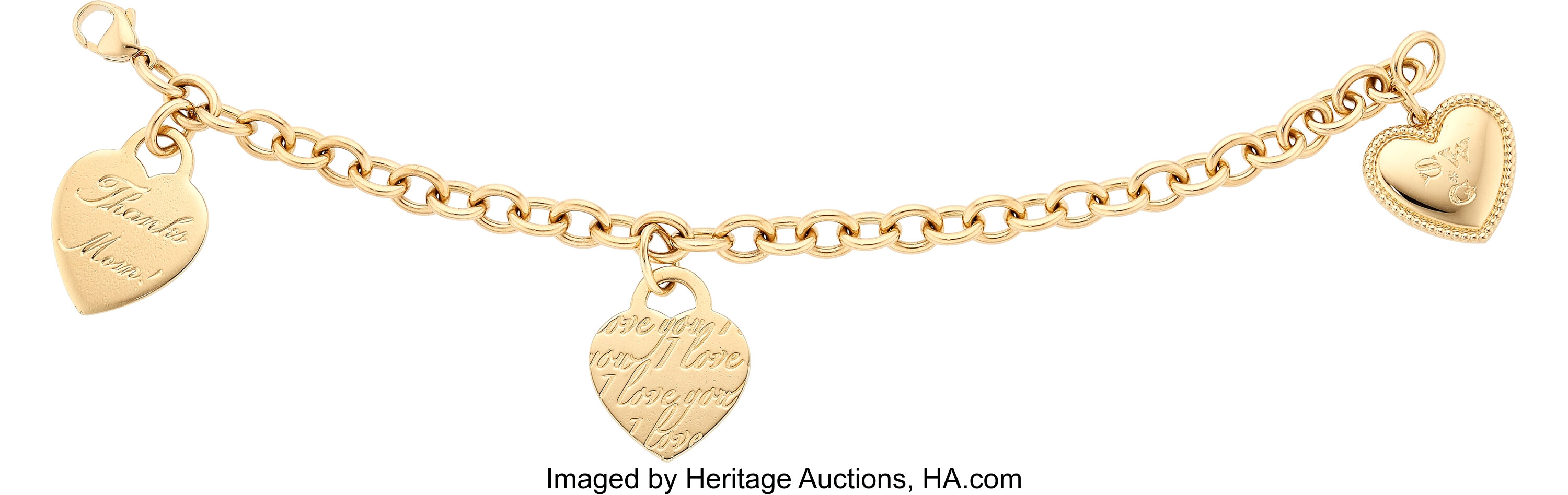 Gold Charm Bracelet, Tiffany & Co. .  Estate Jewelry Bracelets, Lot  #55411