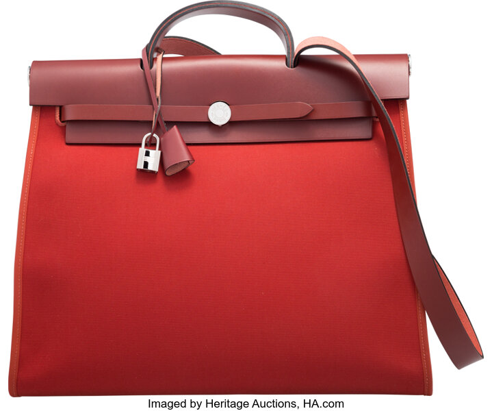 Hermès HERMES POUCH ENVELOPE HANDBAG IN RED COURCHEVEL LEATHER