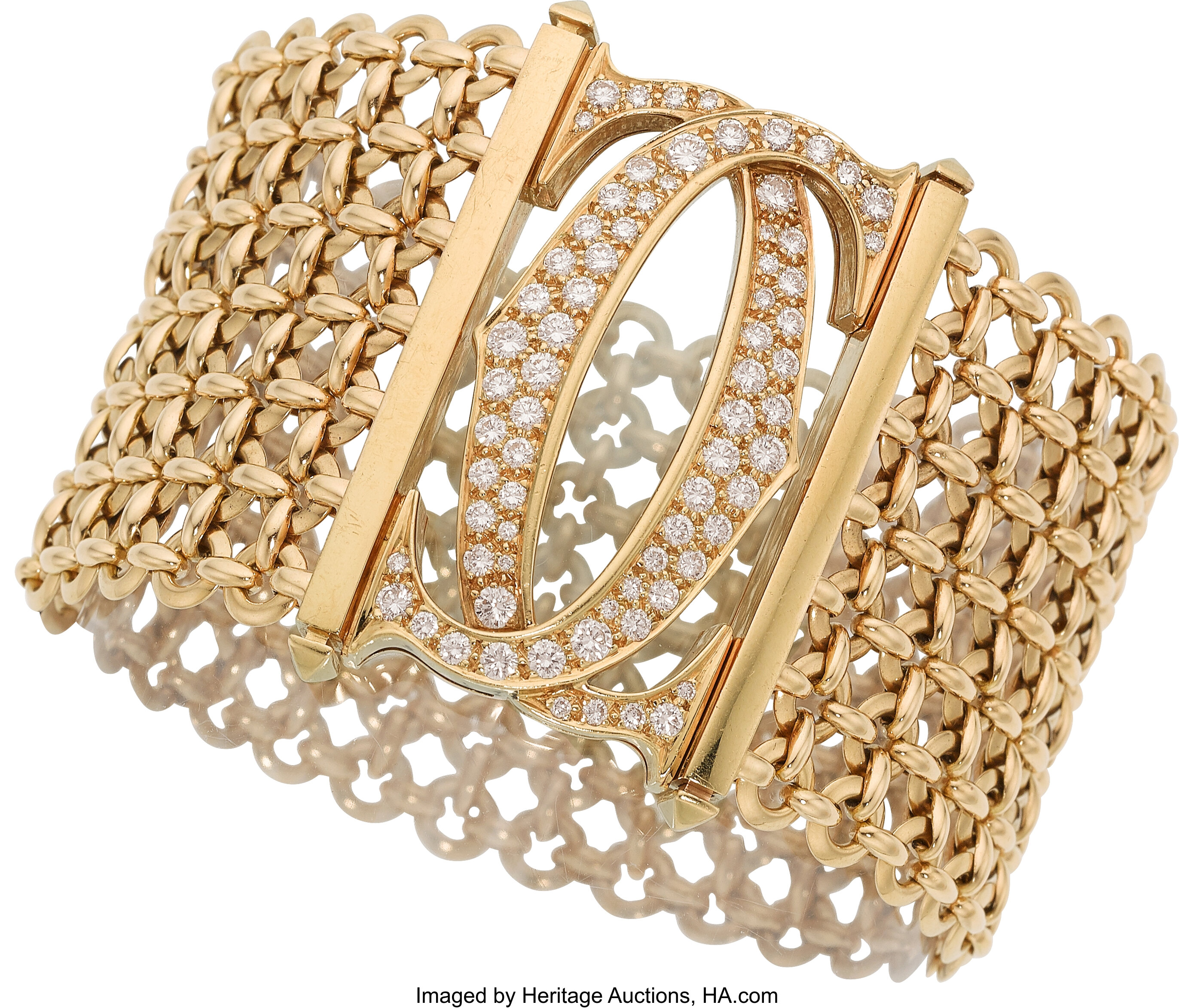 Diamond, Gold Bracelet, Cartier.  Estate Jewelry Bracelets | Lot #55045 | Heritage Auctions