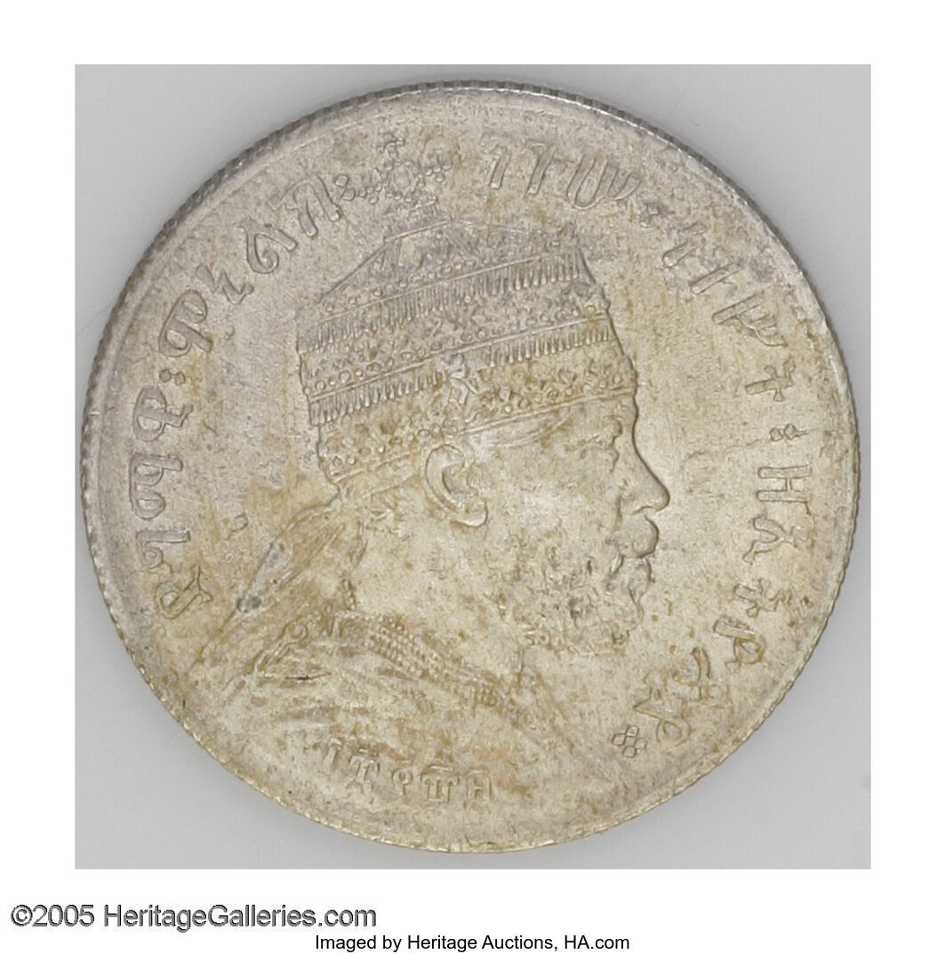 Ethiopia: Menelik II 1/4 Talari (Bir) EE1889 (1896), KM14, Y19, | Lot ...