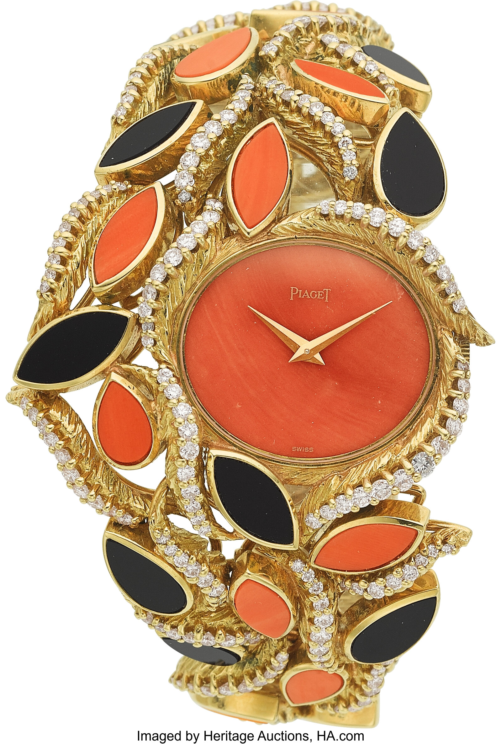 Piaget Lady's Diamond, Coral, Black Onyx, Gold Watch. ... Estate | Lot ...