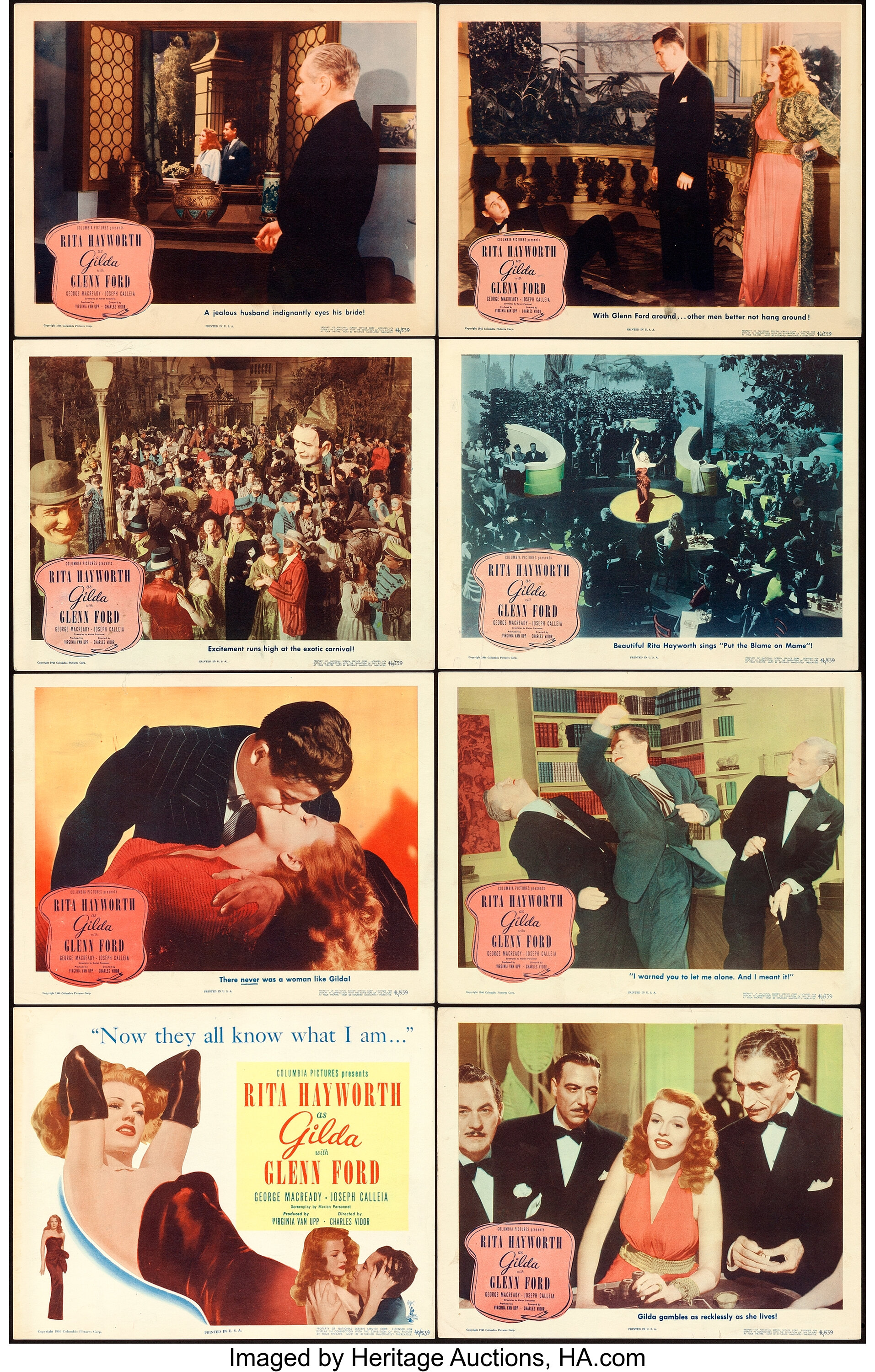 Gilda Columbia 1946 Lobby Card Set Of 8 11 X 14 Lot 86040 Heritage Auctions 8095