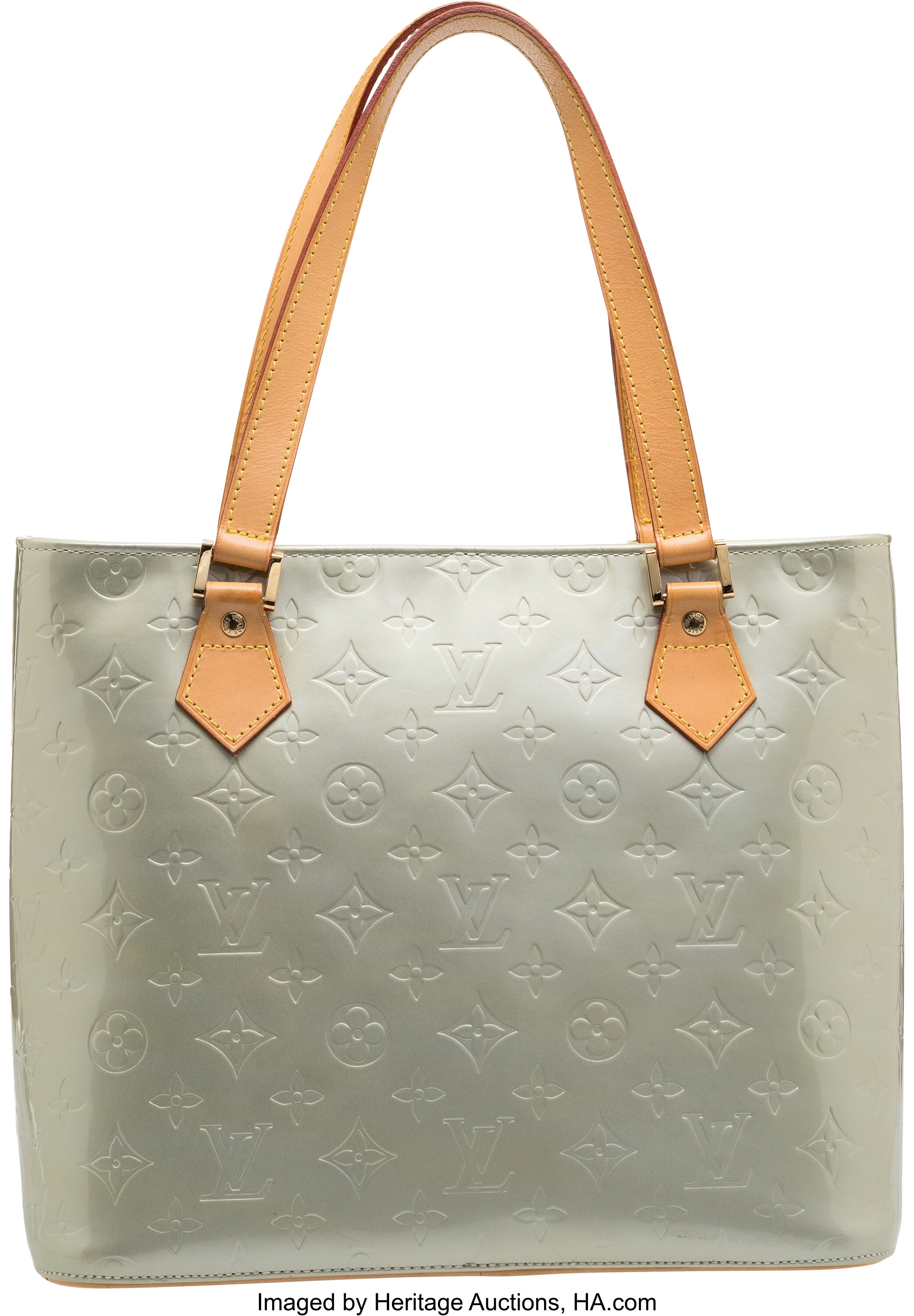 Louis Vuitton Perle Gray Monogram Vernis Leather Houston Bag