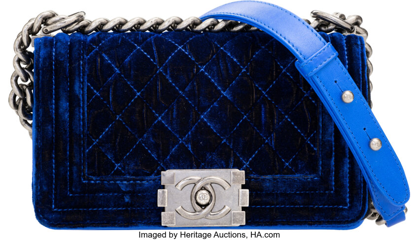 Chanel Boy Bag Small Velvet Blue