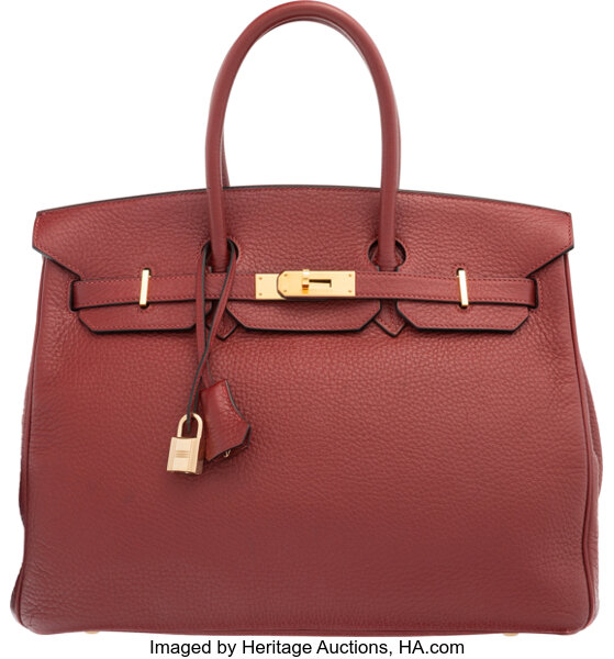 Hermes Clemence Leather Birkin Bag 35 Red