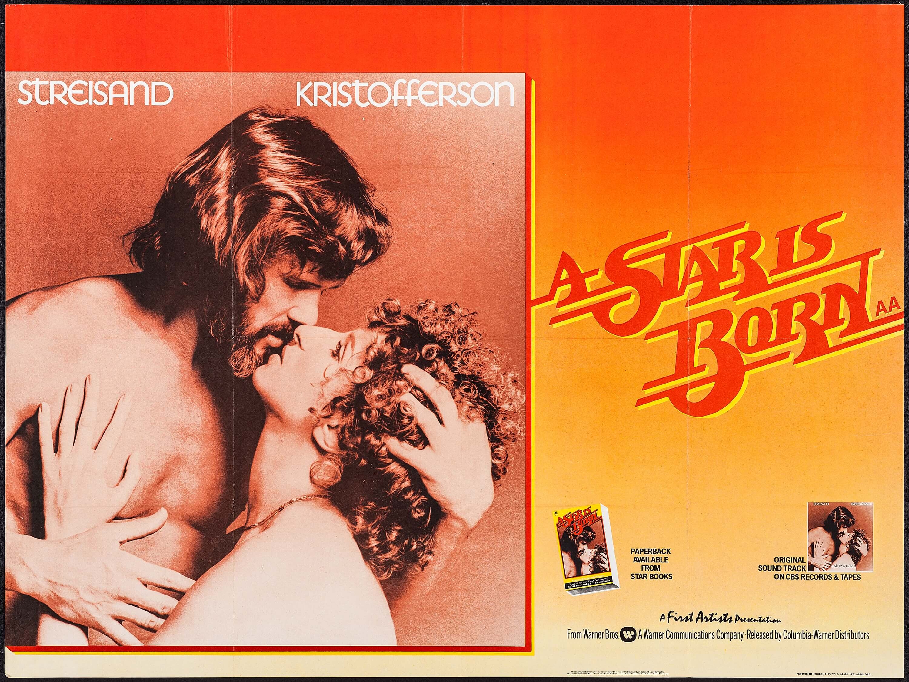 A Star Is Born Warner Brothers 1976 British Quad 30 X 40
