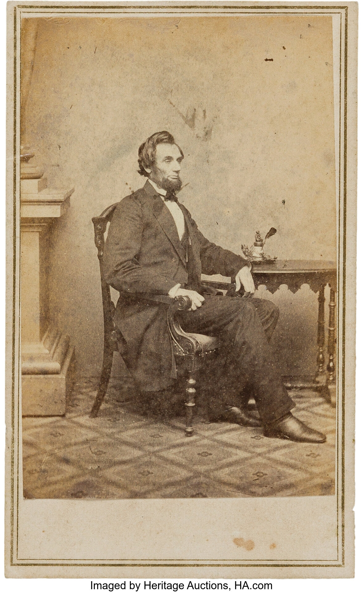 Abraham Lincoln: Inkwell Pose Carte-de-visite. Photography Cdvs 