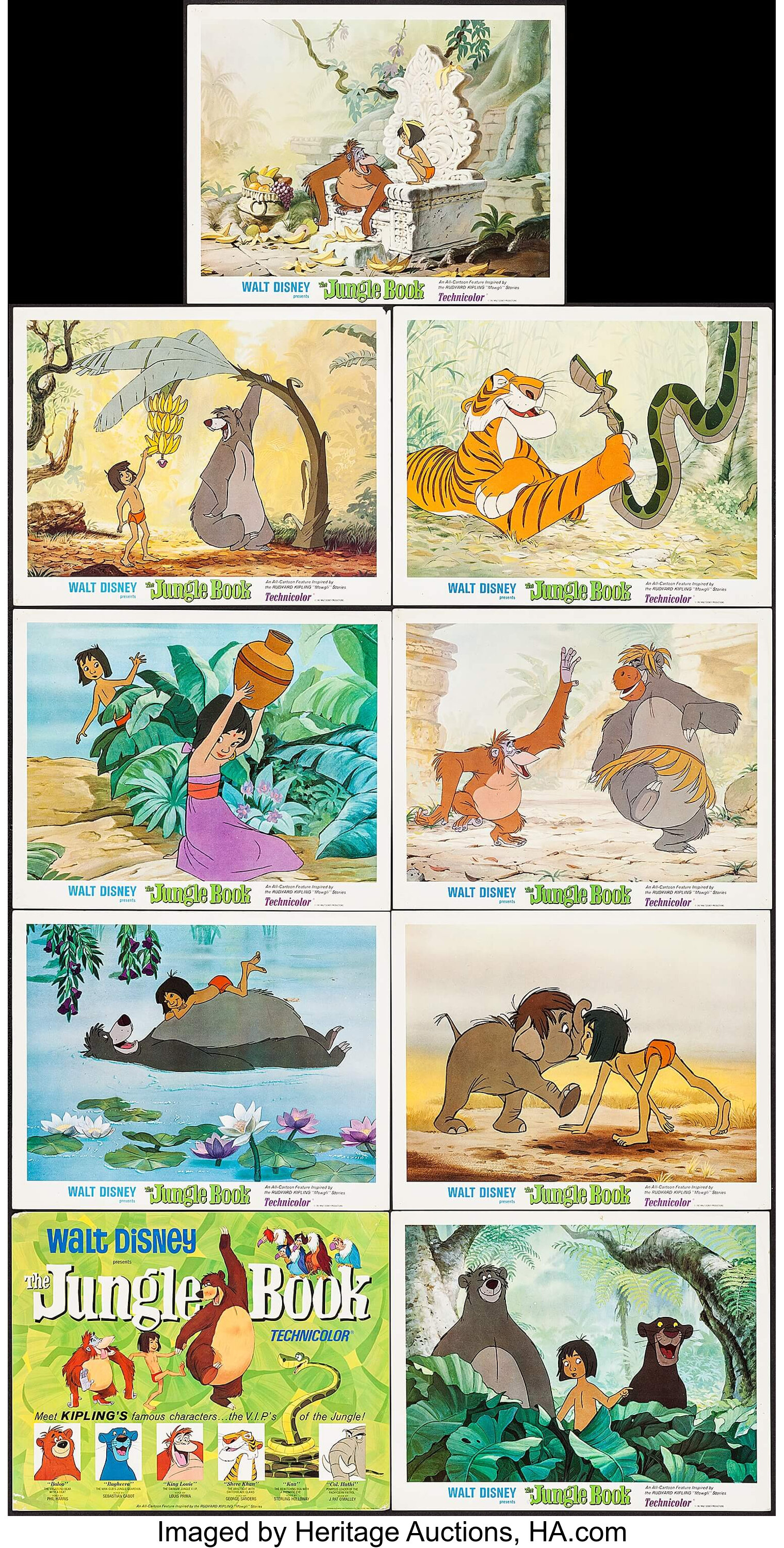 The Jungle Book (Buena Vista, 1967). Lobby Card Set of 9 (11