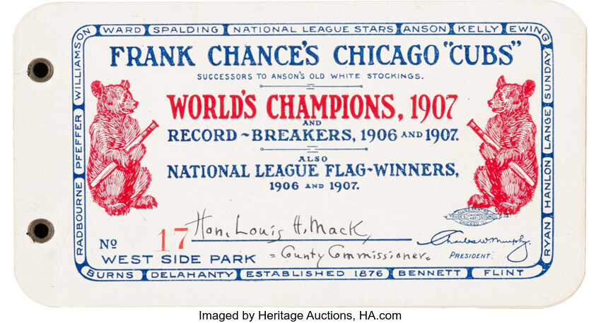 1906 CHICAGO CUBS World Series Game 2 Ticket