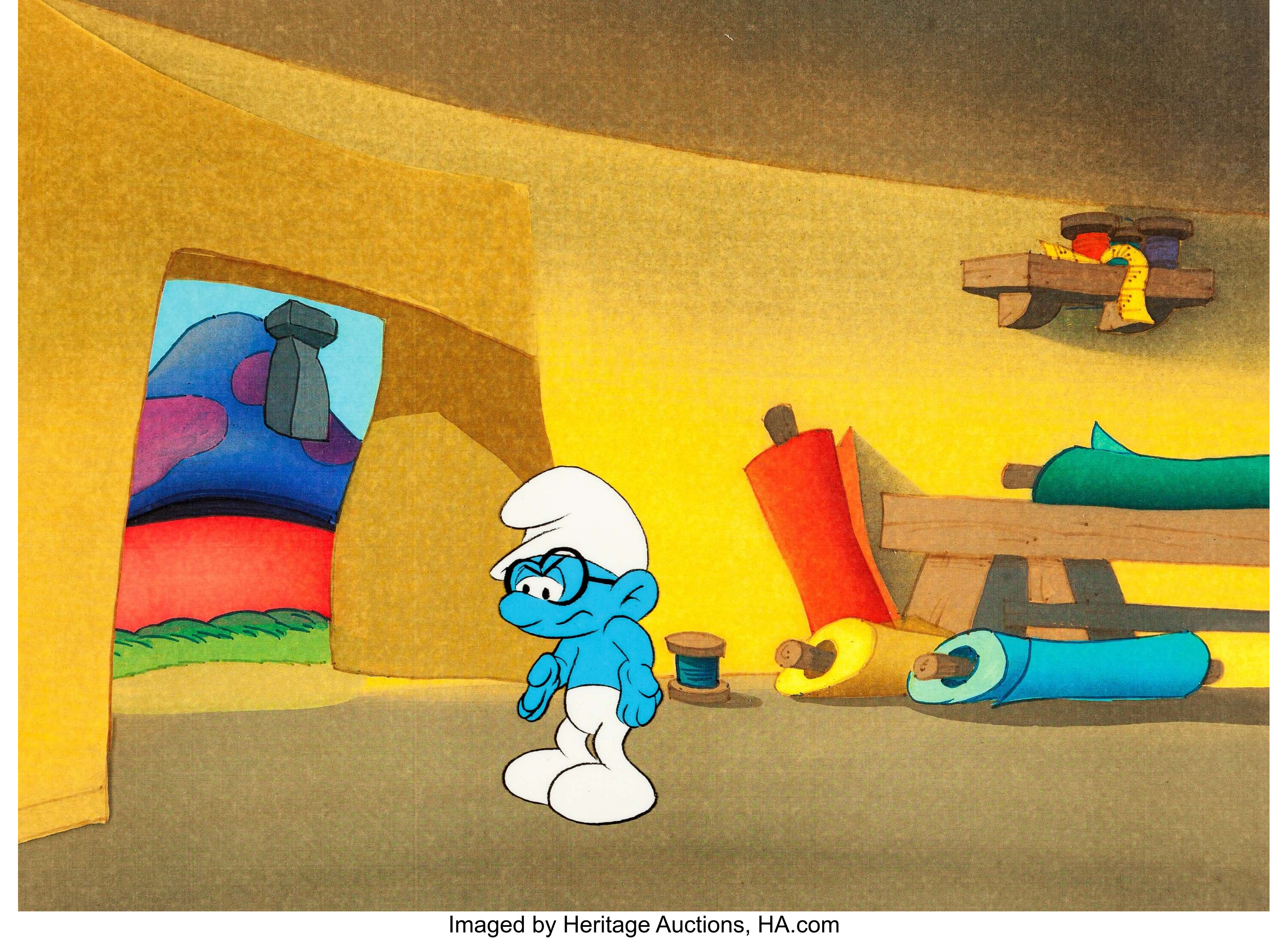 The Smurfs Brainy Smurf Production Cel Hanna Barbera C Lot 13155 Heritage Auctions 6479