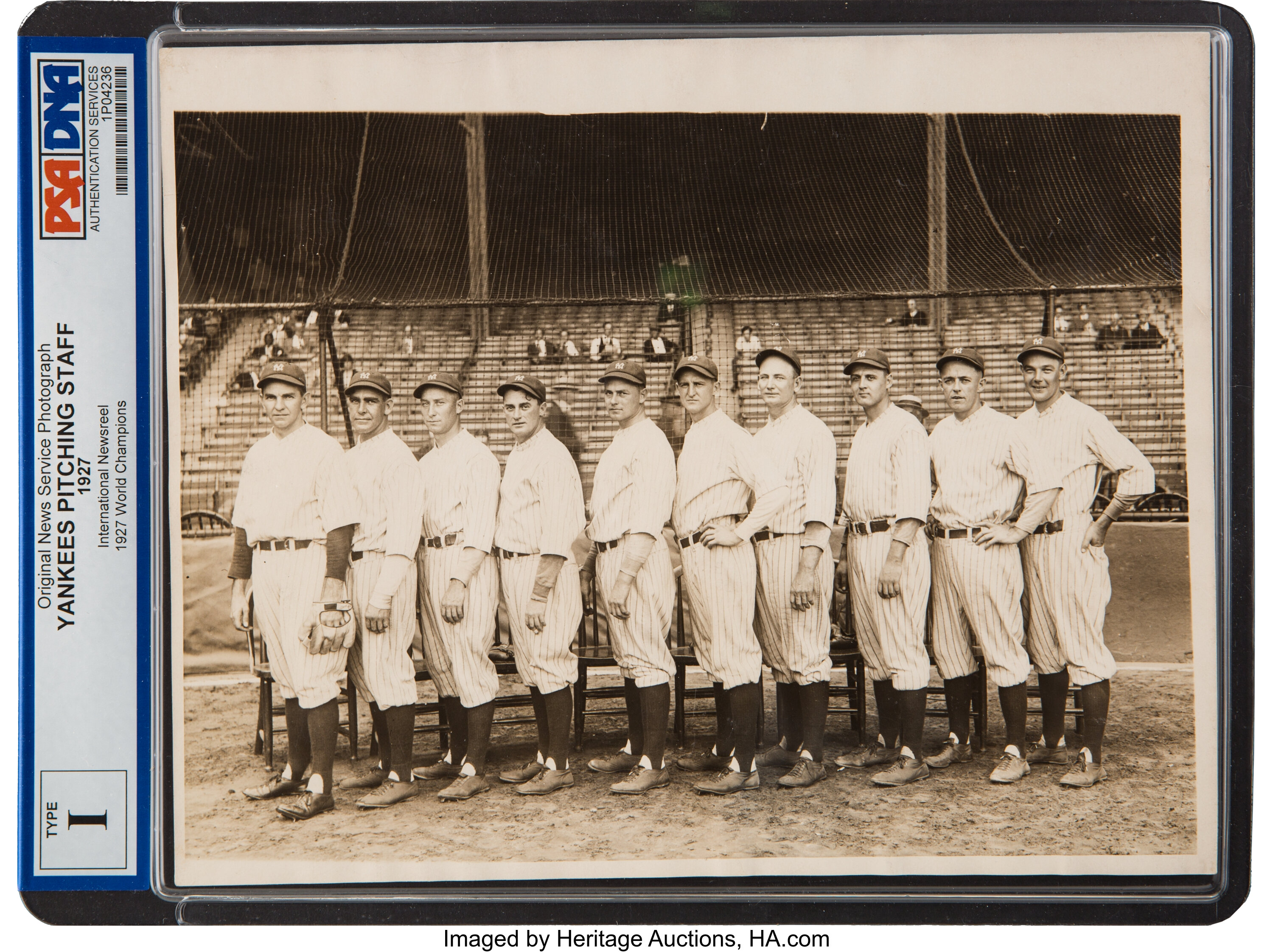 1927 Yankees Pitching Staff Original News Photograph, PSA/DNA Type, Lot  #50054
