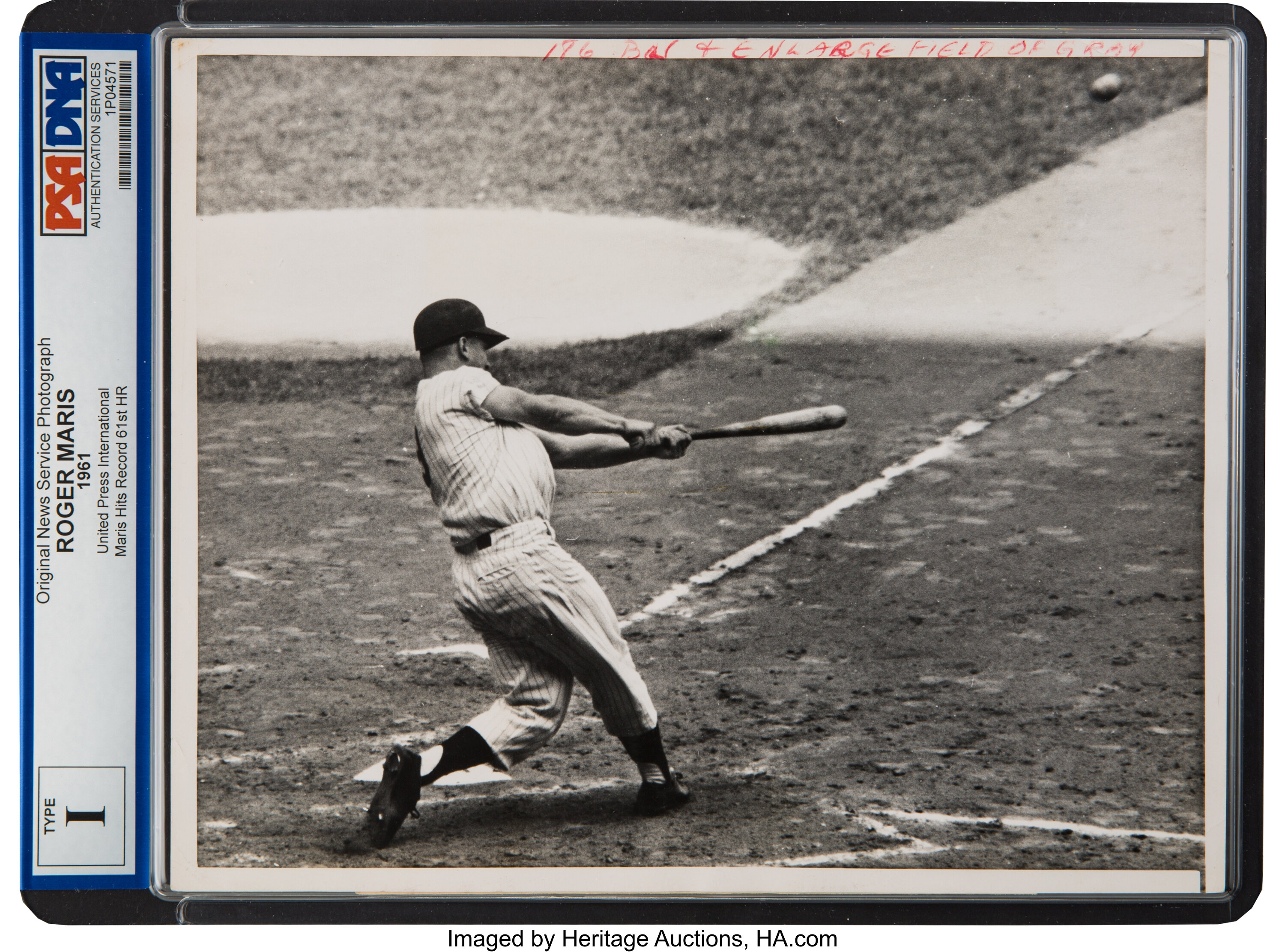 1961 Roger Maris 61st Home Run Original News Photograph, PSA/DNA, Lot  #50138