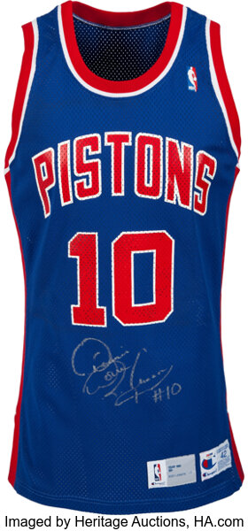 Dennis Rodman Signed Pistons Jersey Inscribed Back 2 Back 89-90 (Schwartz  COA)