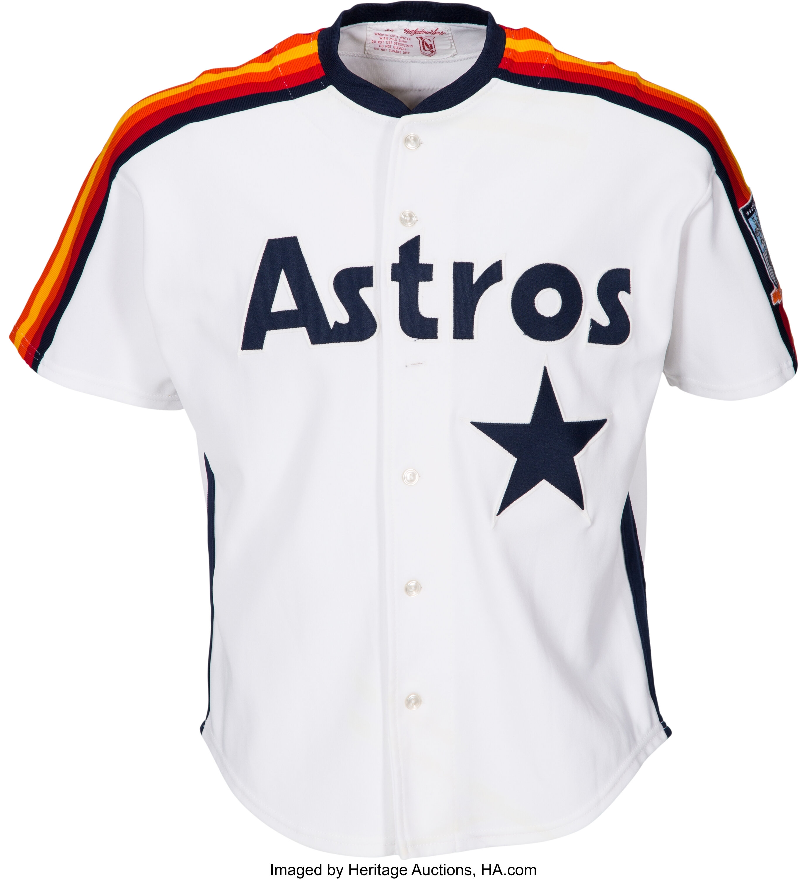 1989 Houston Astros Blank # Game Issued Cream Jersey DP08394