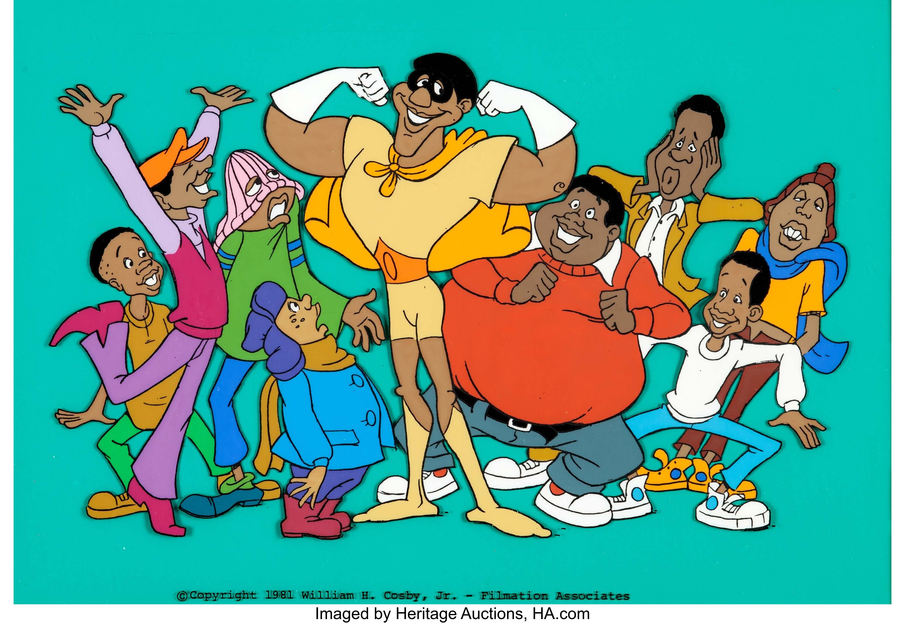Fat Albert Cast with the Brown Hornet Publicity Cel (Filmation, | Lot
