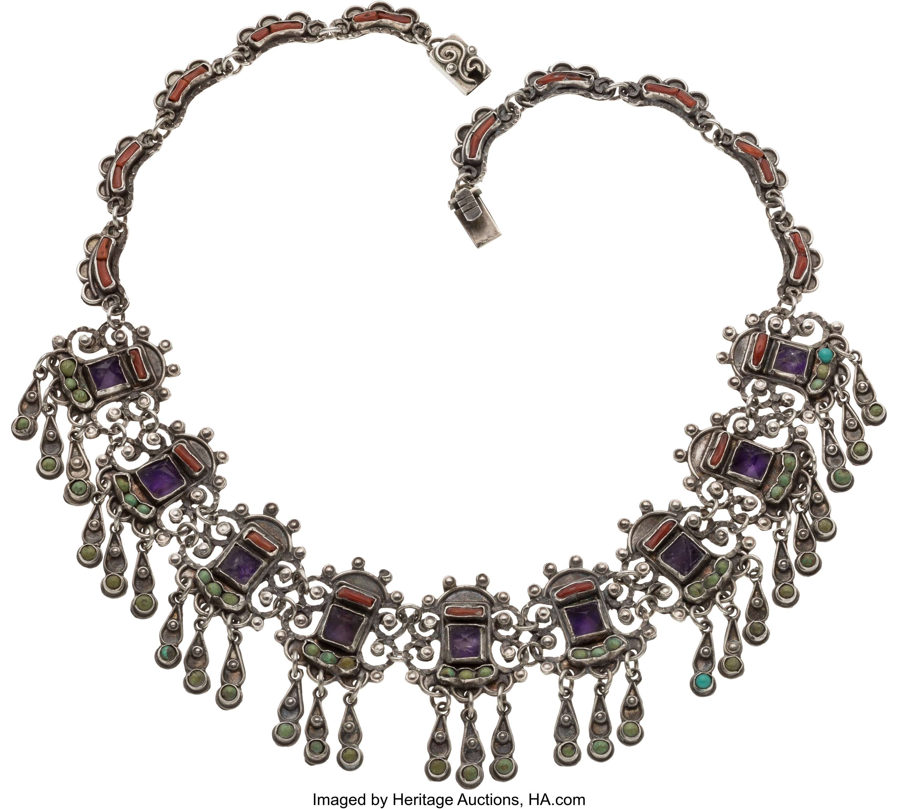 A Matilde Poulat Mexican Silver and Hardstone Necklace, Mexico | Lot ...