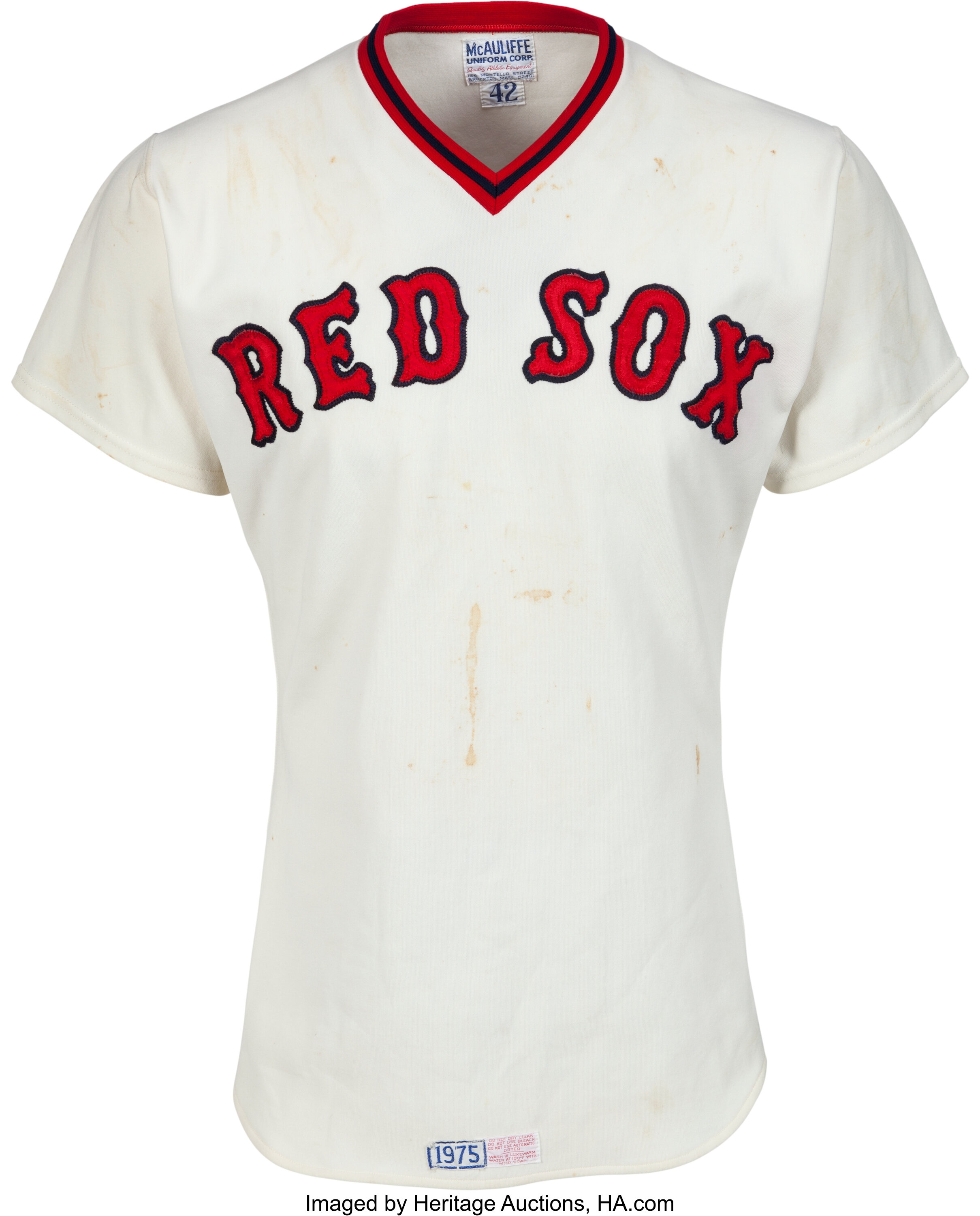 Circa 1975 Fred Lynn Game Worn Boston Red Sox Jersey.  Baseball