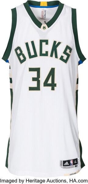 Lot Detail - 2016-17 Giannis Antetokounmpo Game Used & Signed Milwaukee  Bucks Home Jersey Photo Matched To 3/18/2017 (JSA & Resolution  Photomatching)