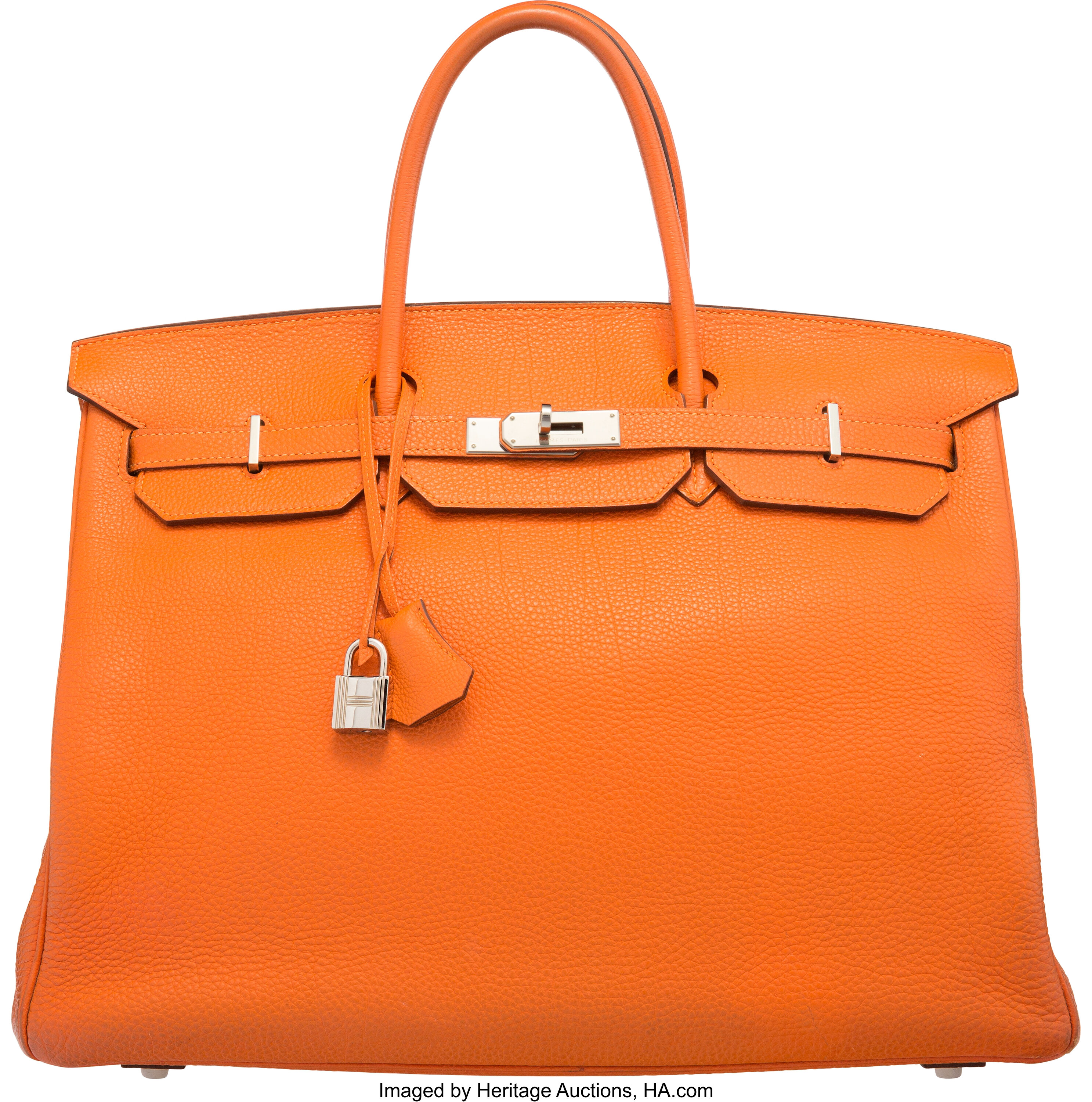 Hermes 40cm Orange H Togo Leather Birkin Bag with Palladium, Lot #56200