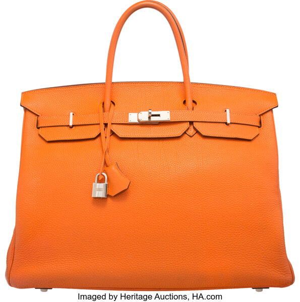 Hermes 40cm Orange H Togo Leather Birkin Bag with Palladium, Lot #56200