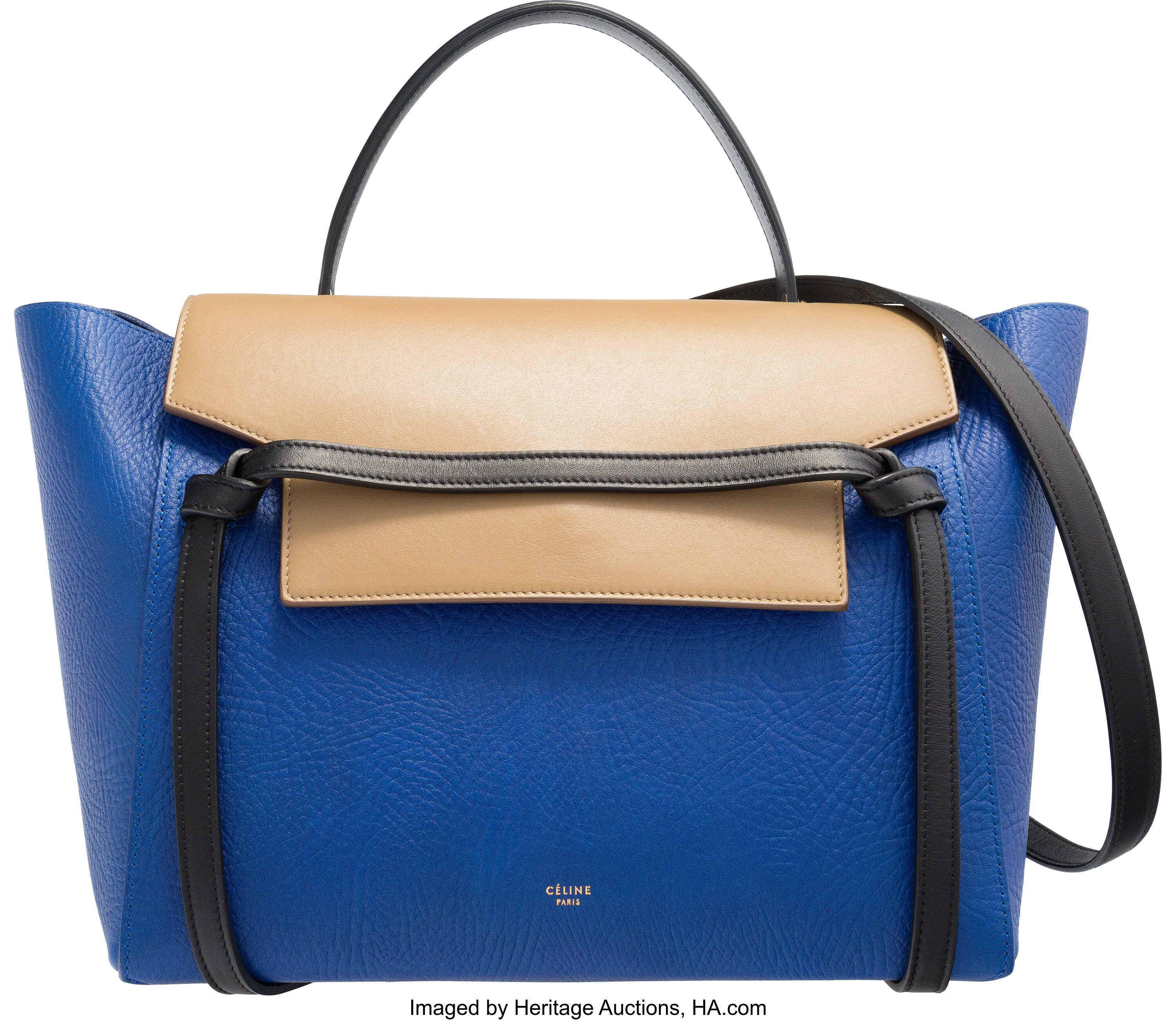 Celine Blue, Beige & Black Leather Mini Belt Bag. Excellent | Lot