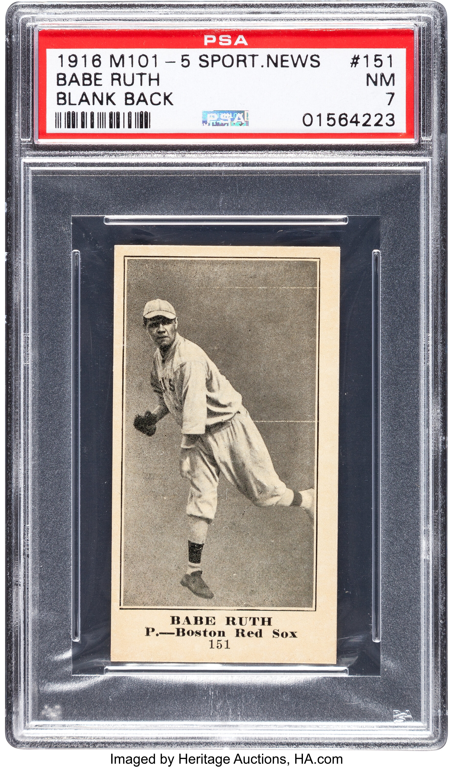 1916 M101-5 Blank Back (Sporting News) Babe Ruth Rookie #151 PSA NM, Lot  #80227