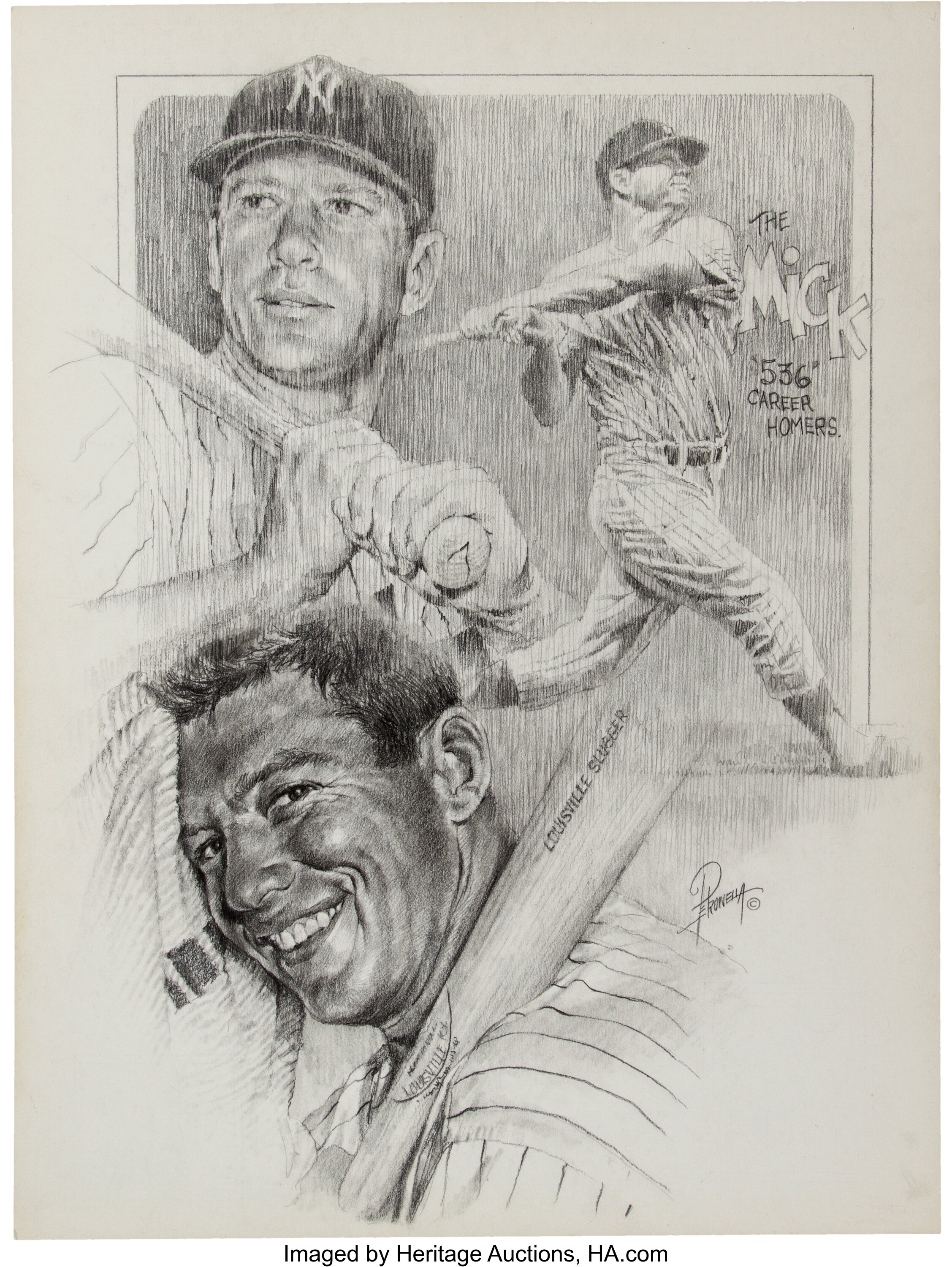 MICKEY MANTLE - FRAMED picture by Artist PETRONELLA