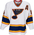 Lot Detail - 1993-94 BRETT HULL ST. LOUIS BLUES GAME WORN JERSEY (BLUE NOTE  AUTH., NSM COLLECTION)