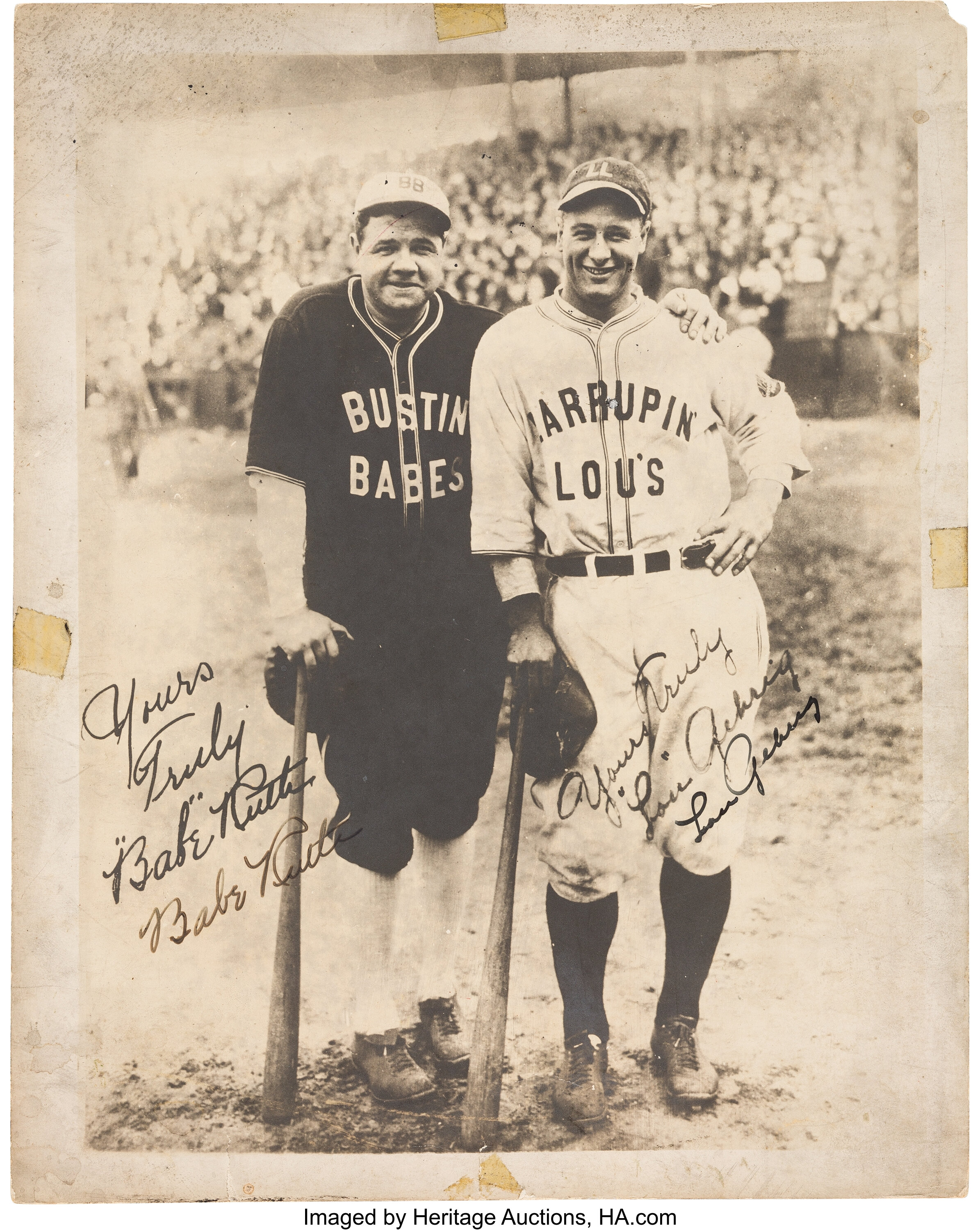 1927 Babe Ruth & Lou Gehrig Signed Barnstorming Photograph. Those, Lot  #19455