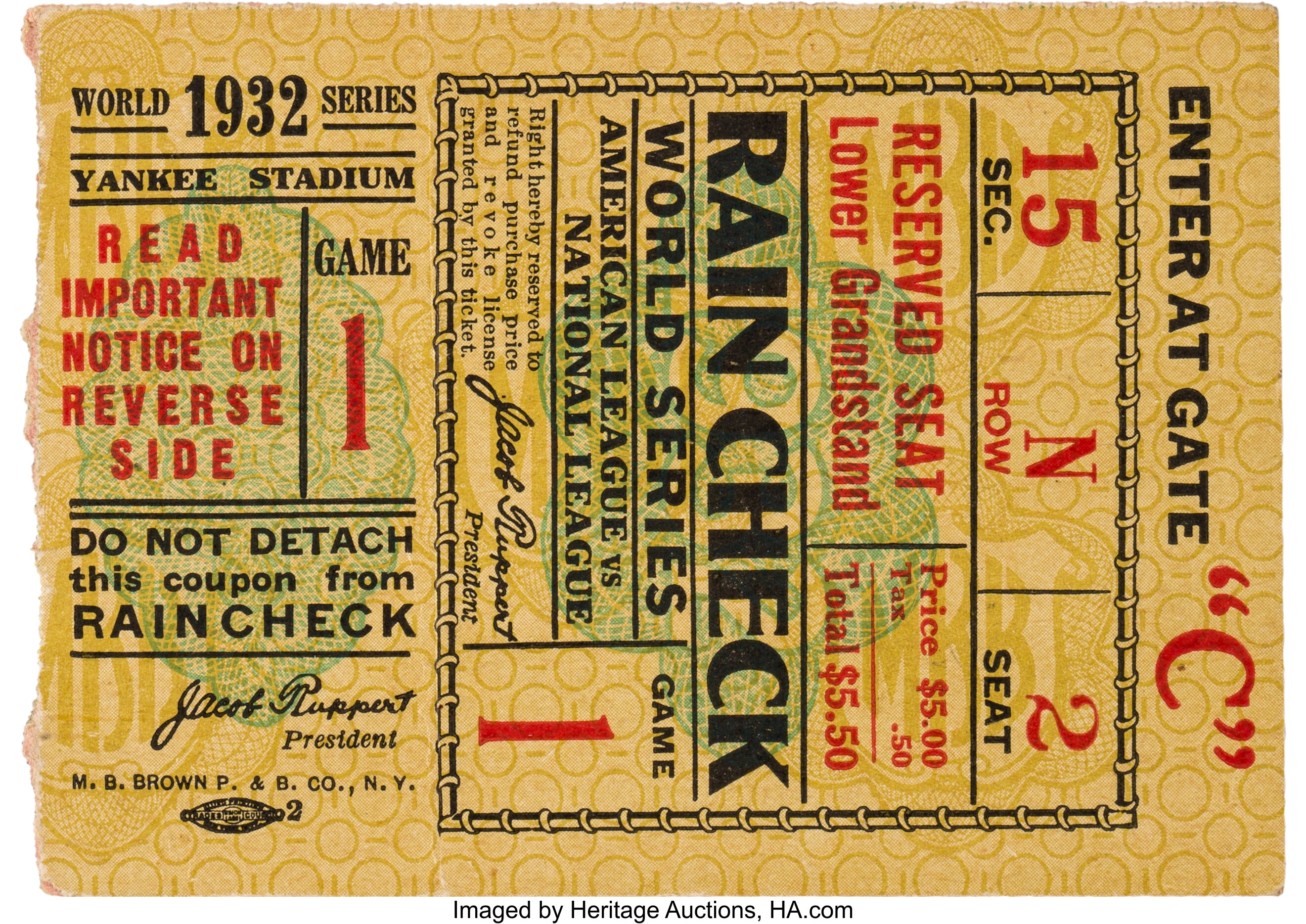Lot Detail - OCTOBER 5, 1927 WORLD SERIES GAME 1 TICKET STUB (NEW