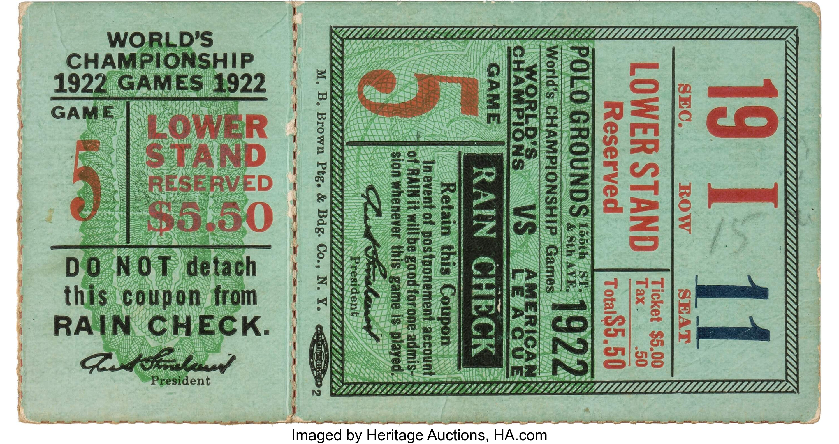 1951 World Series Game 5 Ticket Stub New York Yankees Vs San Francisco Giants