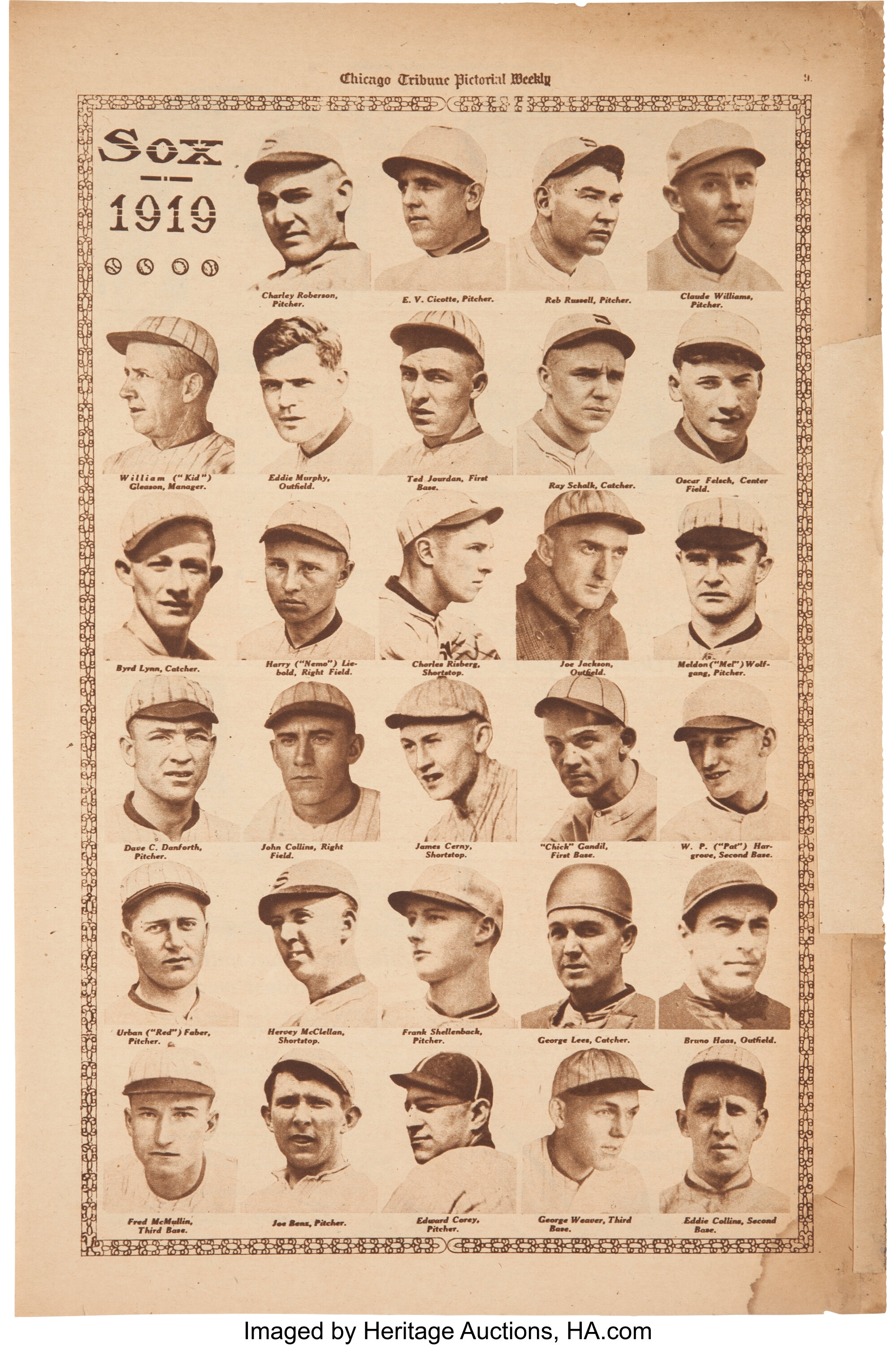 The 1919Black Sox Unique Team Set Reprint - Historic 25 Card Set Showing  The 1919 Chicago White Sox The Team That Threw The World Series! at  's Sports Collectibles Store