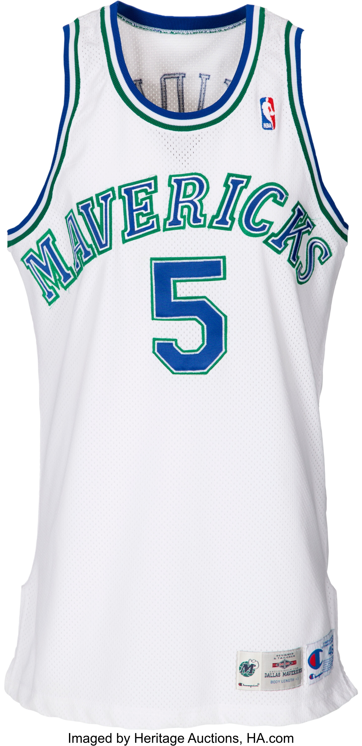 Men's Mitchell & Ness Jason Kidd Green/Navy Dallas Mavericks 1994/95 Hardwood Classics Fadeaway Swingman Player Jersey