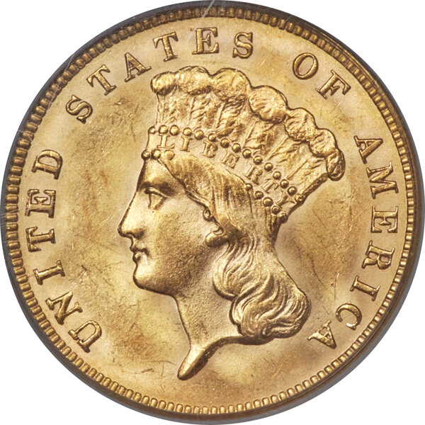 $3 Three Dollar Gold Coin