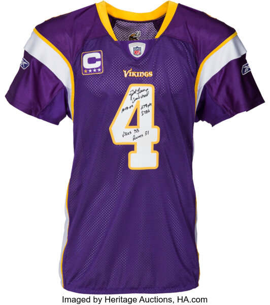 2009 Brett Favre Game Worn, Signed Minnesota Vikings Jersey - Worn, Lot  #82284