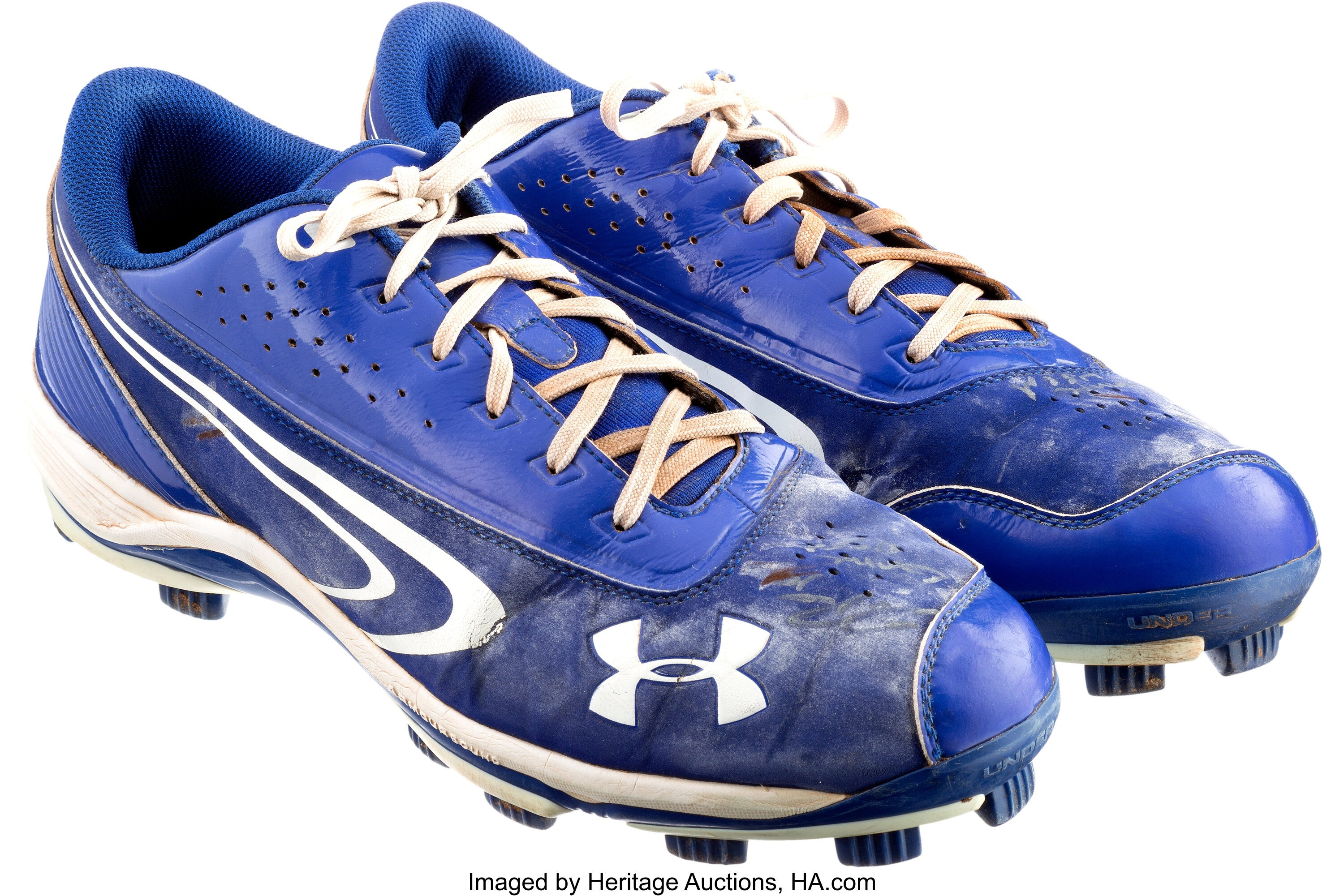 Circa 2012 Joc Pederson Game Worn & Signed Cleats.  Baseball